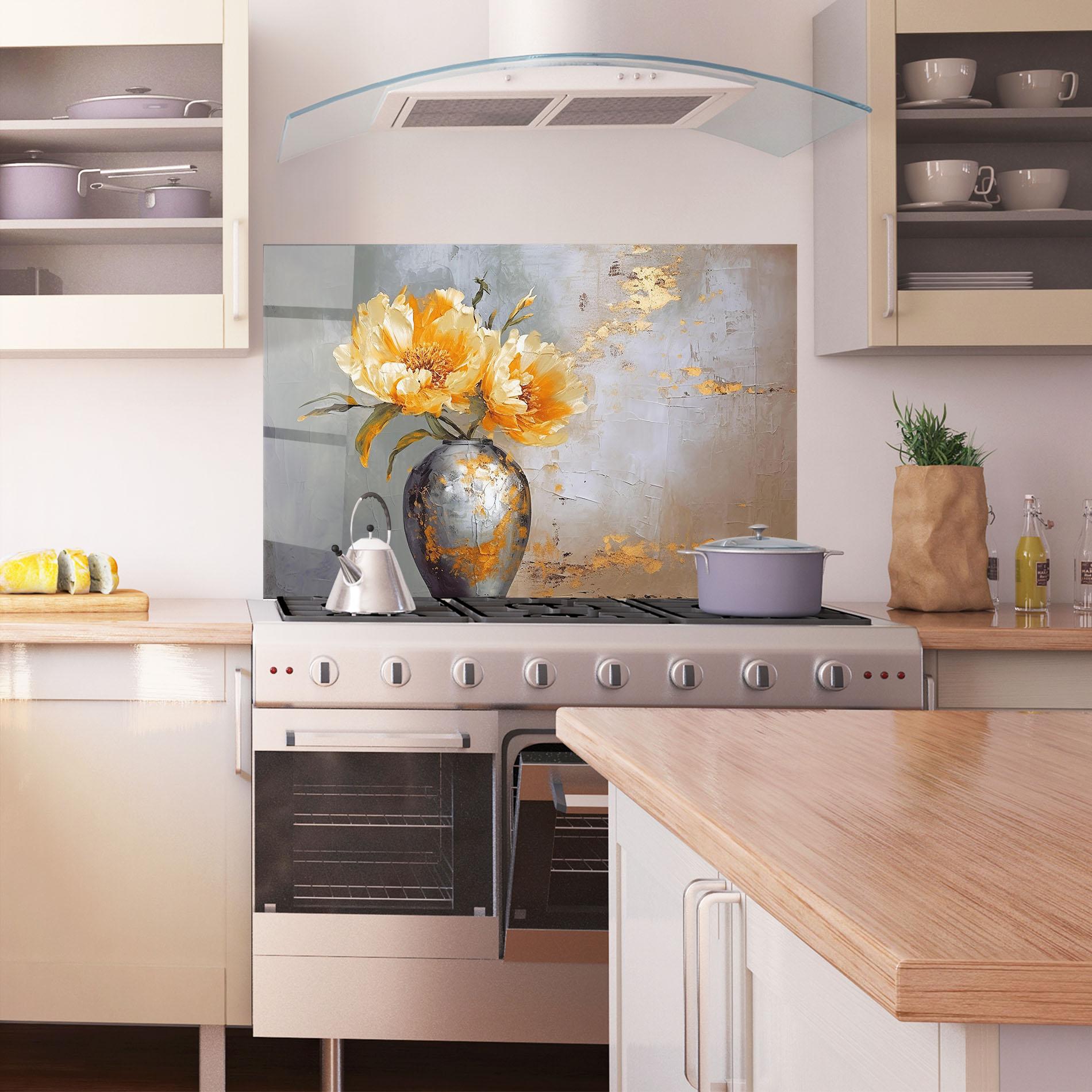 Konyhai üveg hátfal Grey Painting Vase mockup 1