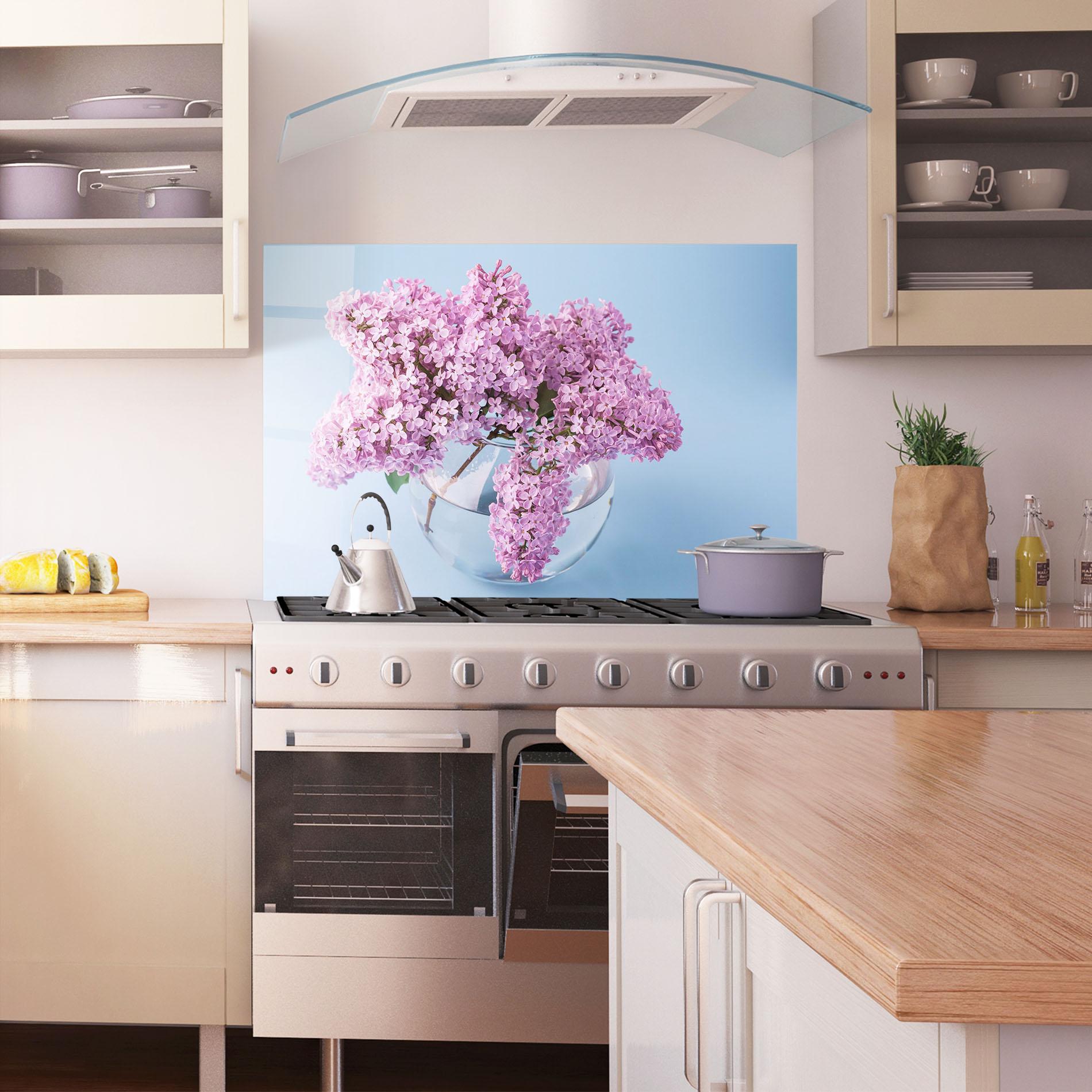 Konyhai üveg hátfal Lilac Flower mockup 1