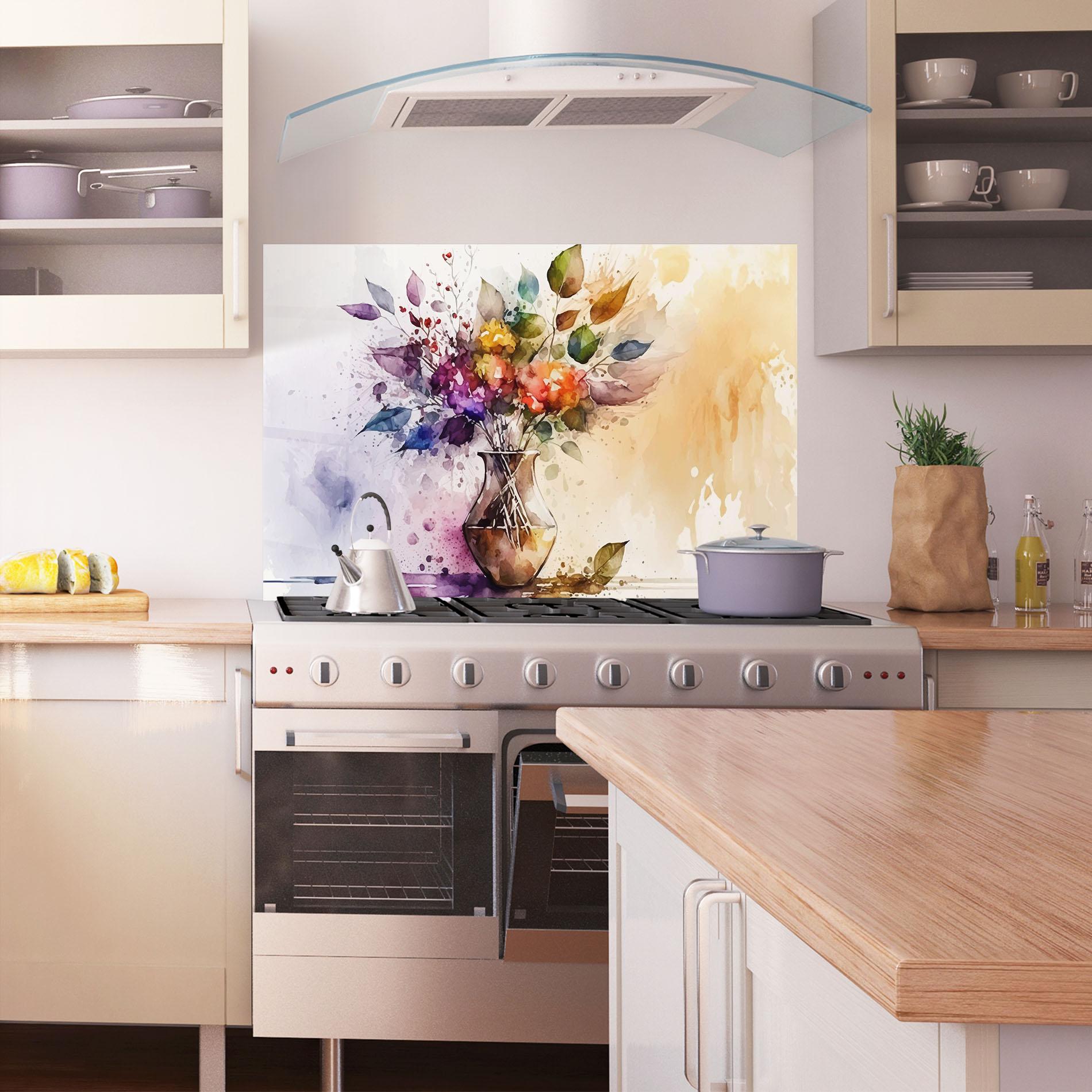 Konyhai üveg hátfal Purple Orange Vase mockup 1