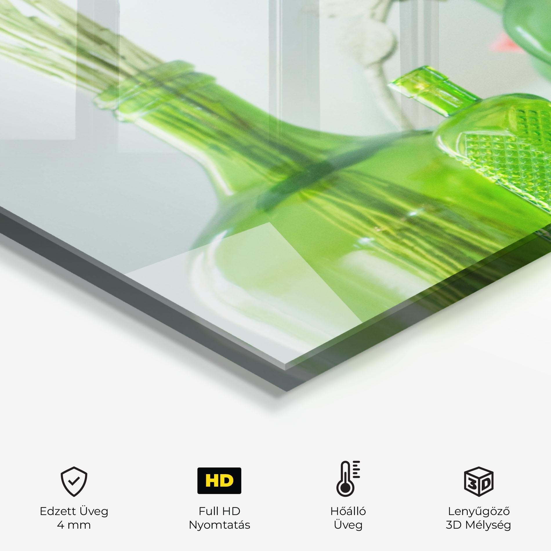 Konyhai üveg hátfal Green Vase Flowers mockup 2