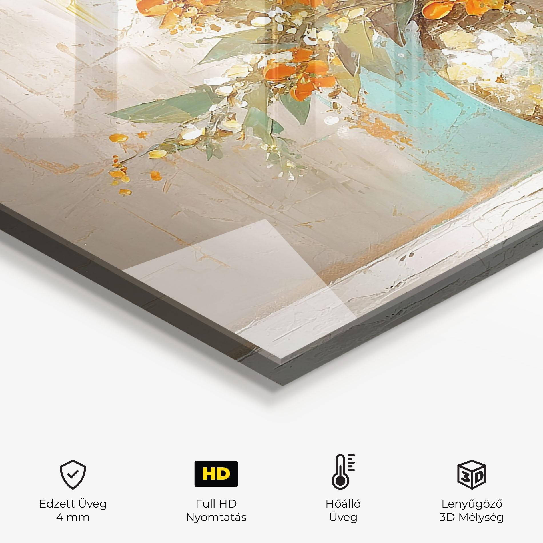 Konyhai üveg hátfal Grey Vase Orange mockup 2