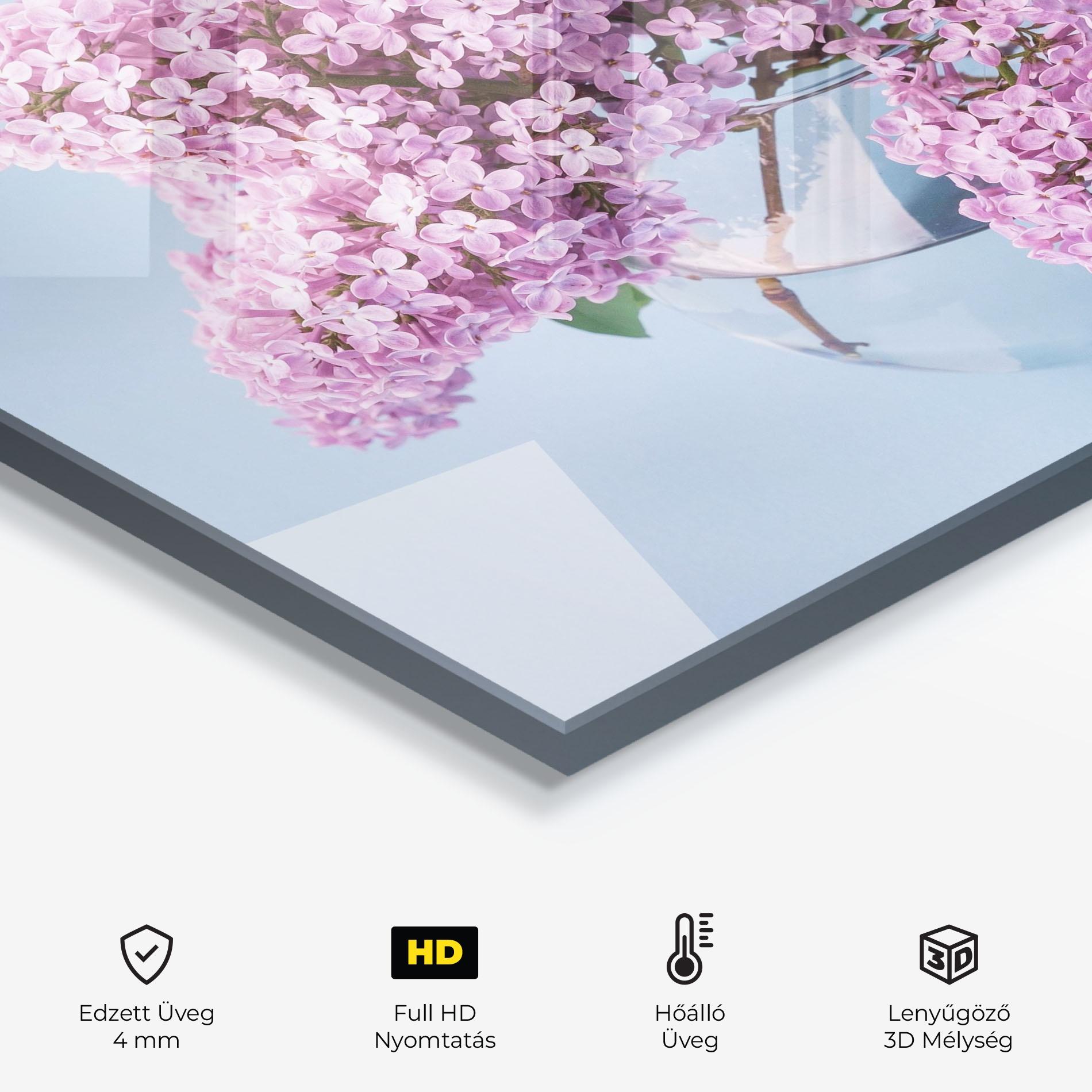 Konyhai üveg hátfal Lilac Flower mockup 2