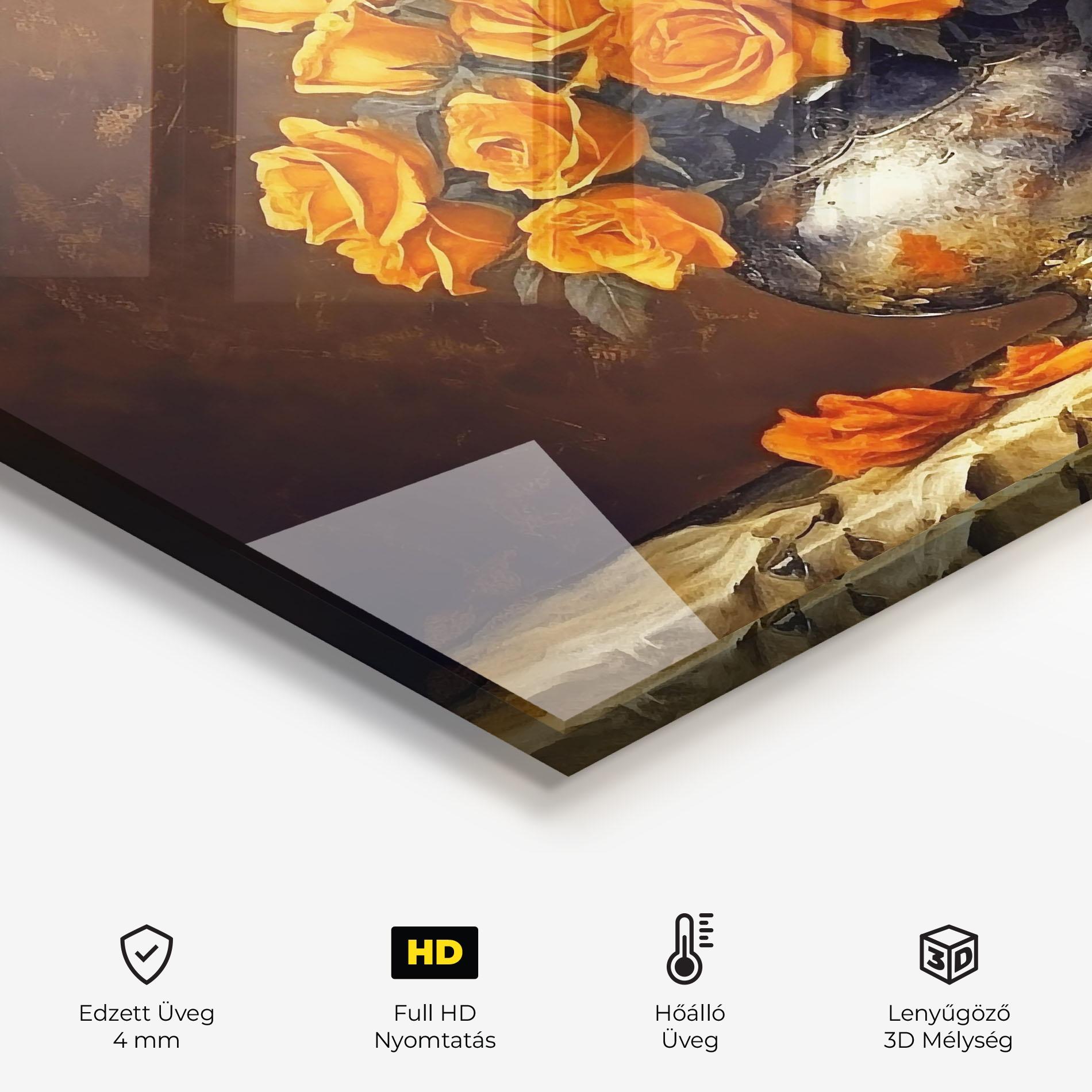 Konyhai üveg hátfal Orange Rose Vase mockup 2