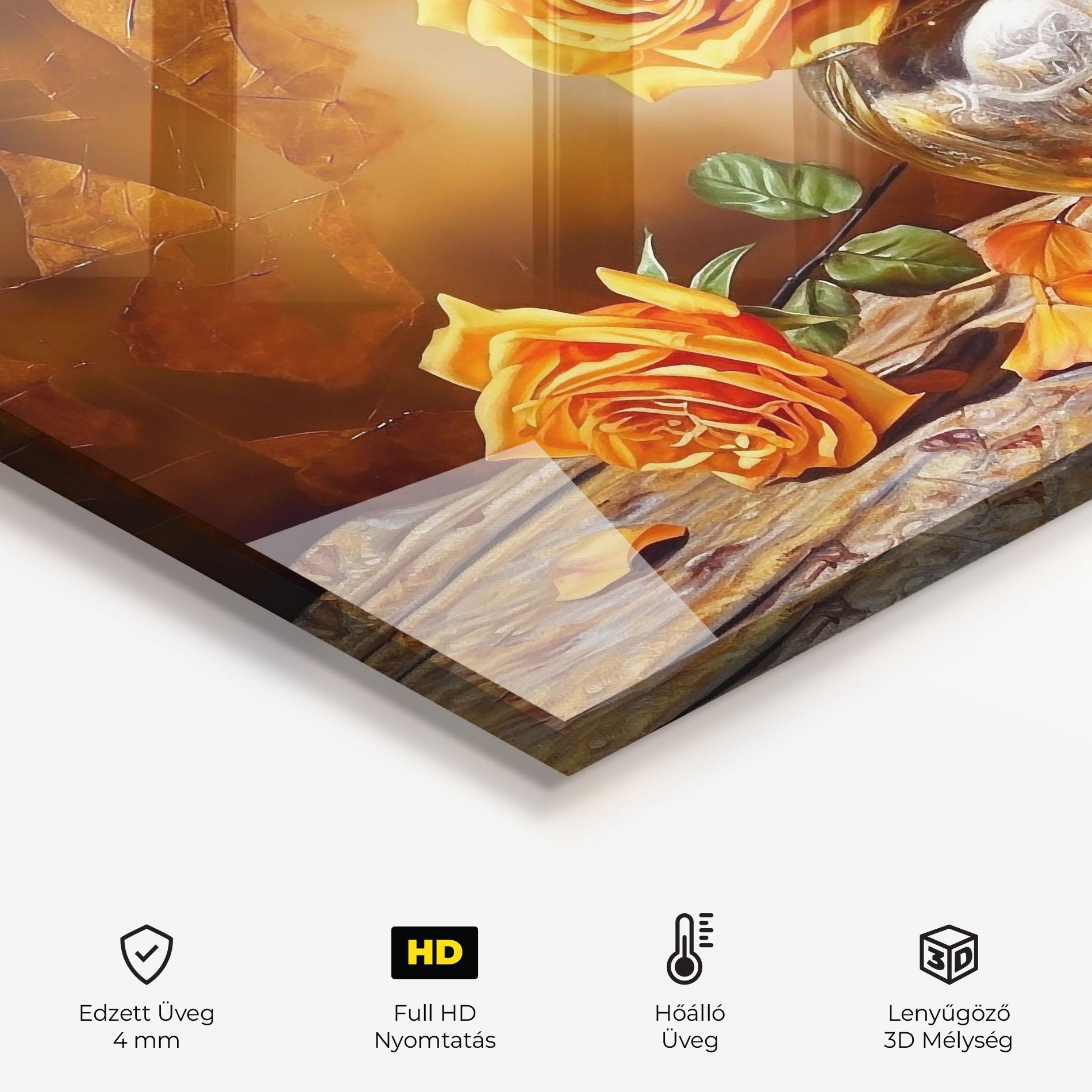 Konyhai üveg hátfal Orange Roses Vase mockup 2