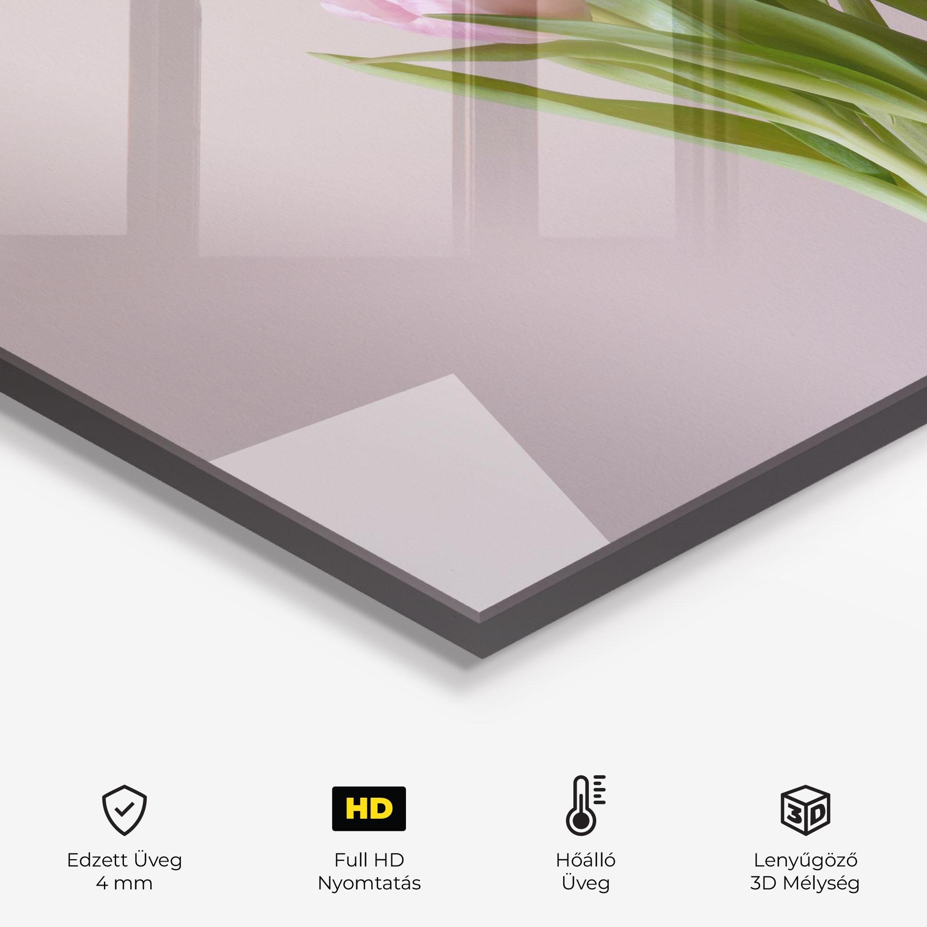 Konyhai üveg hátfal Pink Tulips Vase mockup 2