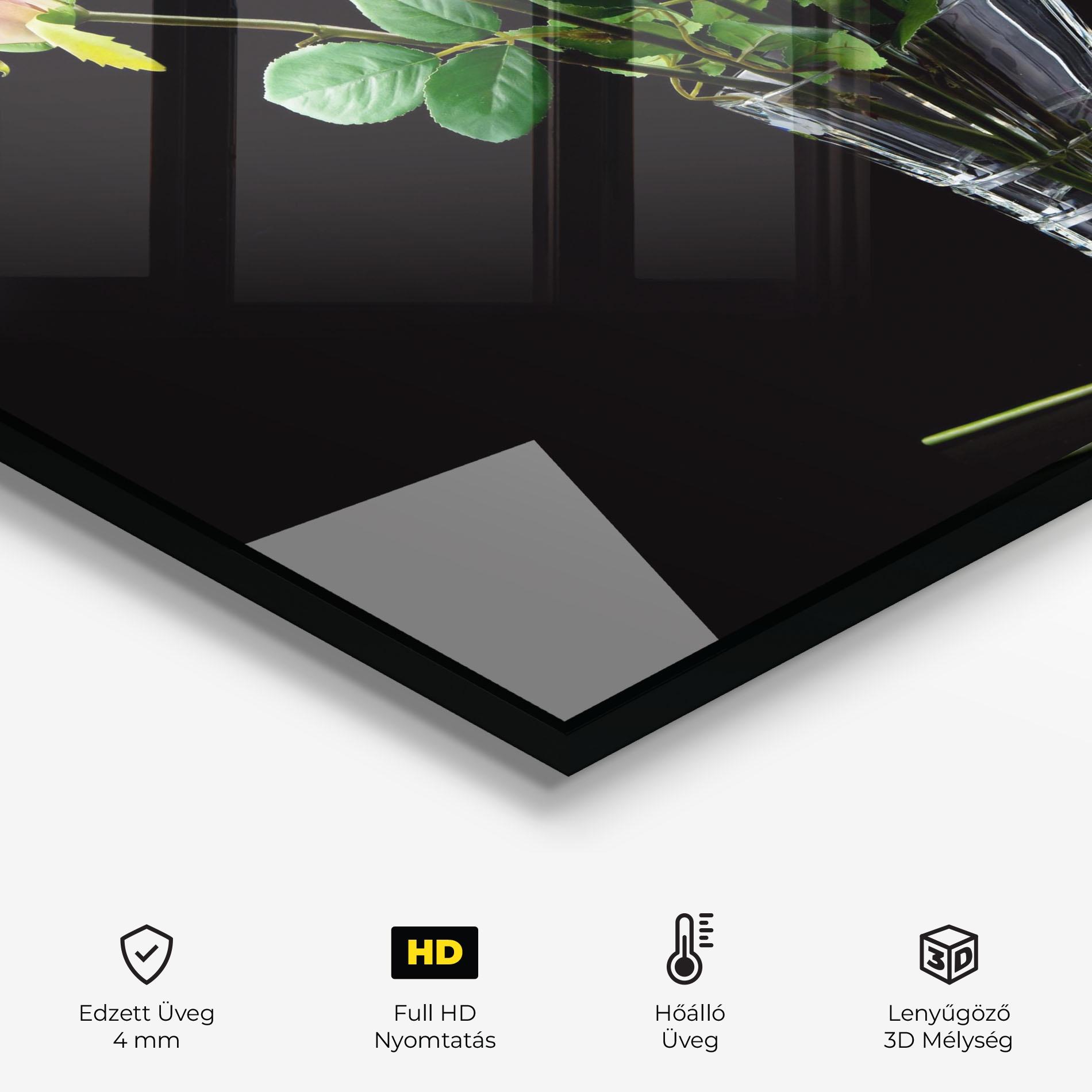 Konyhai üveg hátfal Rose Vase Black mockup 2