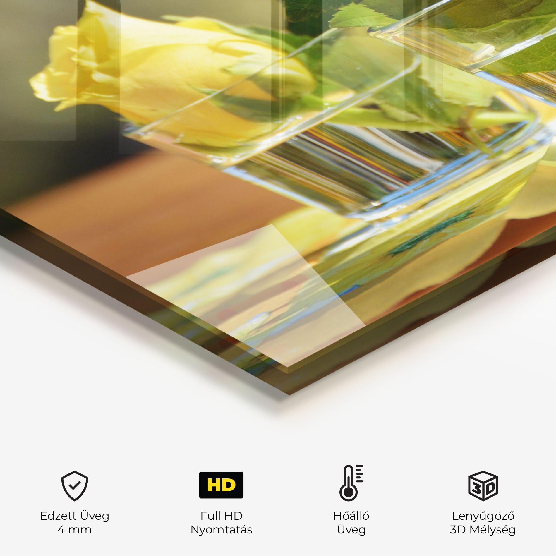 Konyhai üveg hátfal Rose Yellow Vase mockup 2