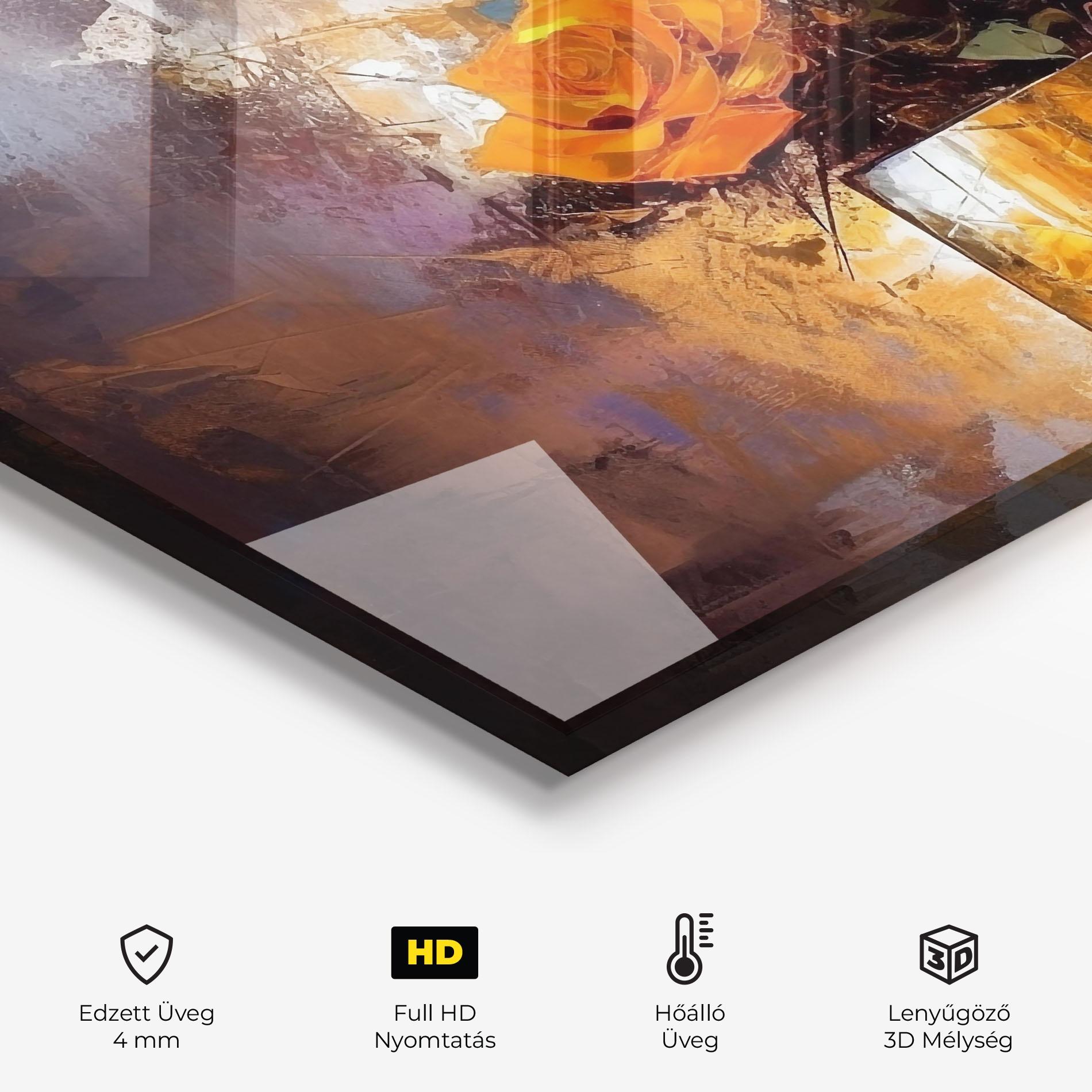 Konyhai üveg hátfal Vase Orange Rose mockup 2