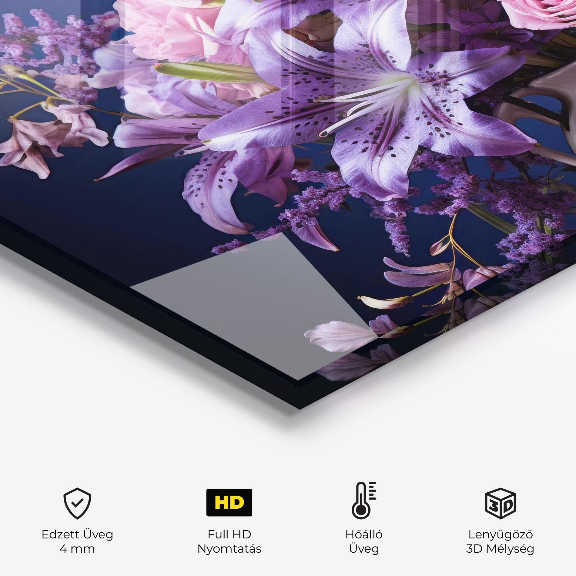 Konyhai üveg hátfal Vase Purple Flower mockup 2