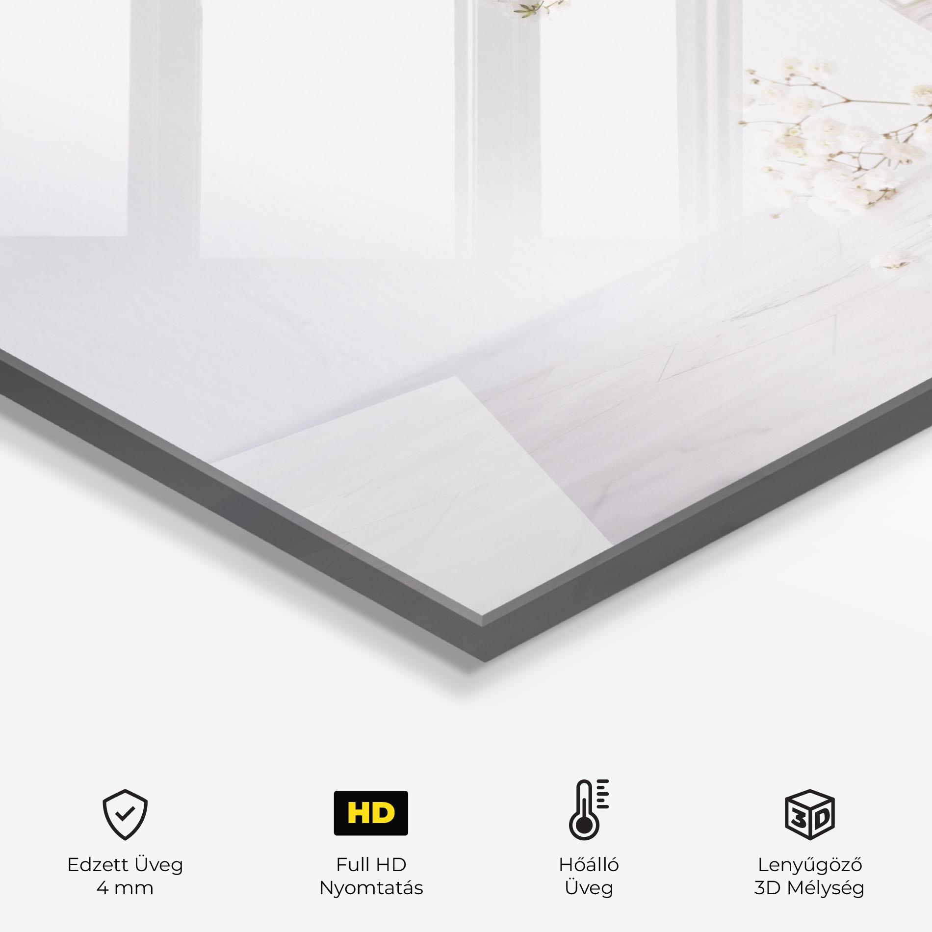 Konyhai üveg hátfal White Tiny Flower Vase mockup 2