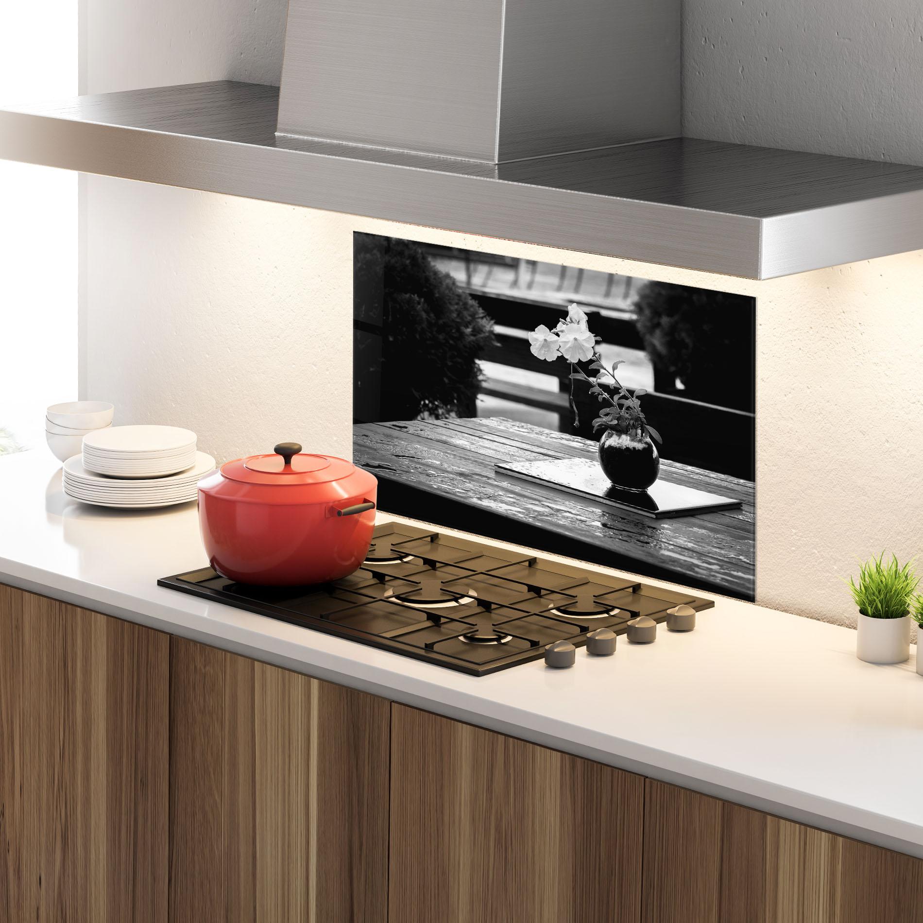 Konyhai üveg hátfal Black Vase View mockup 4