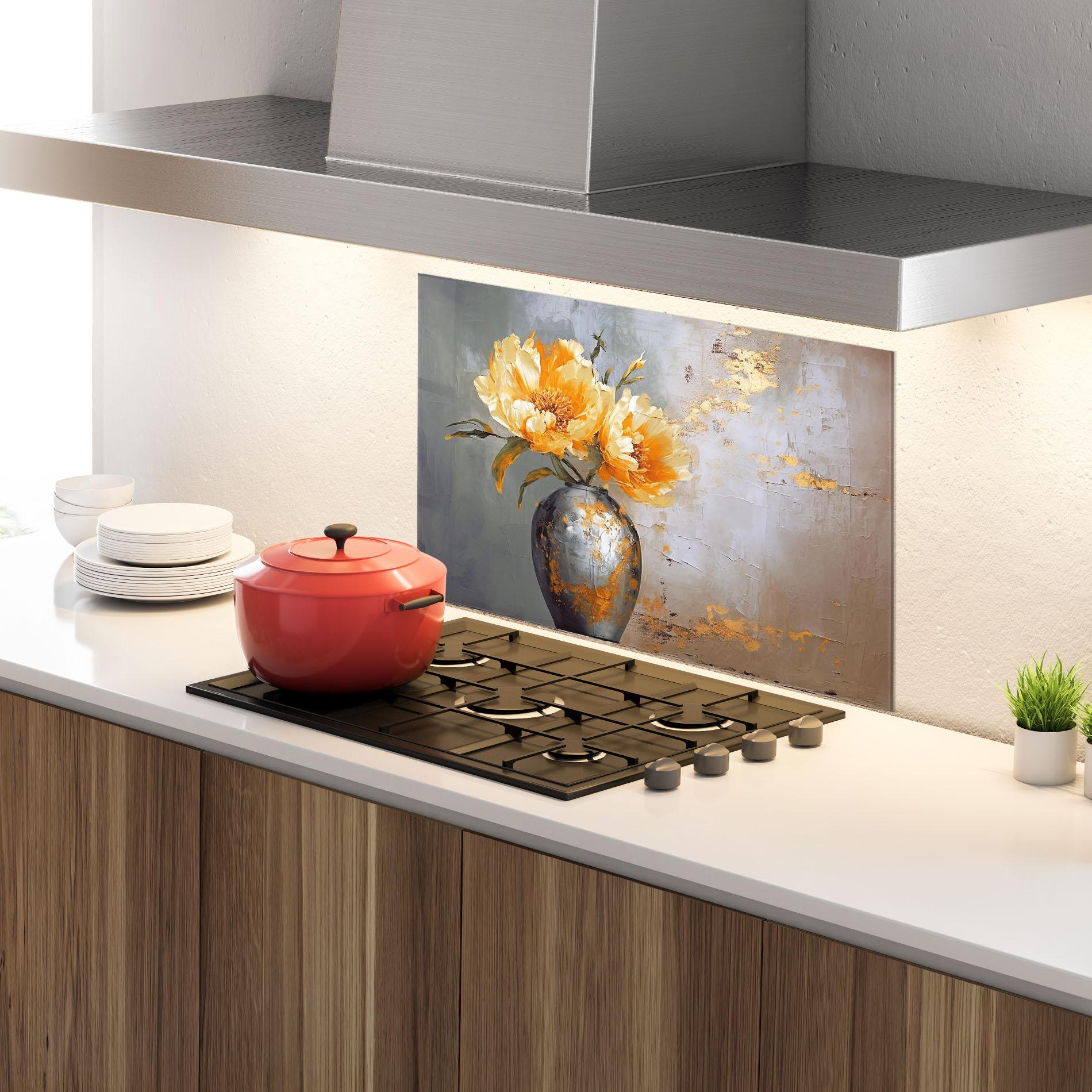 Konyhai üveg hátfal Grey Painting Vase mockup 4