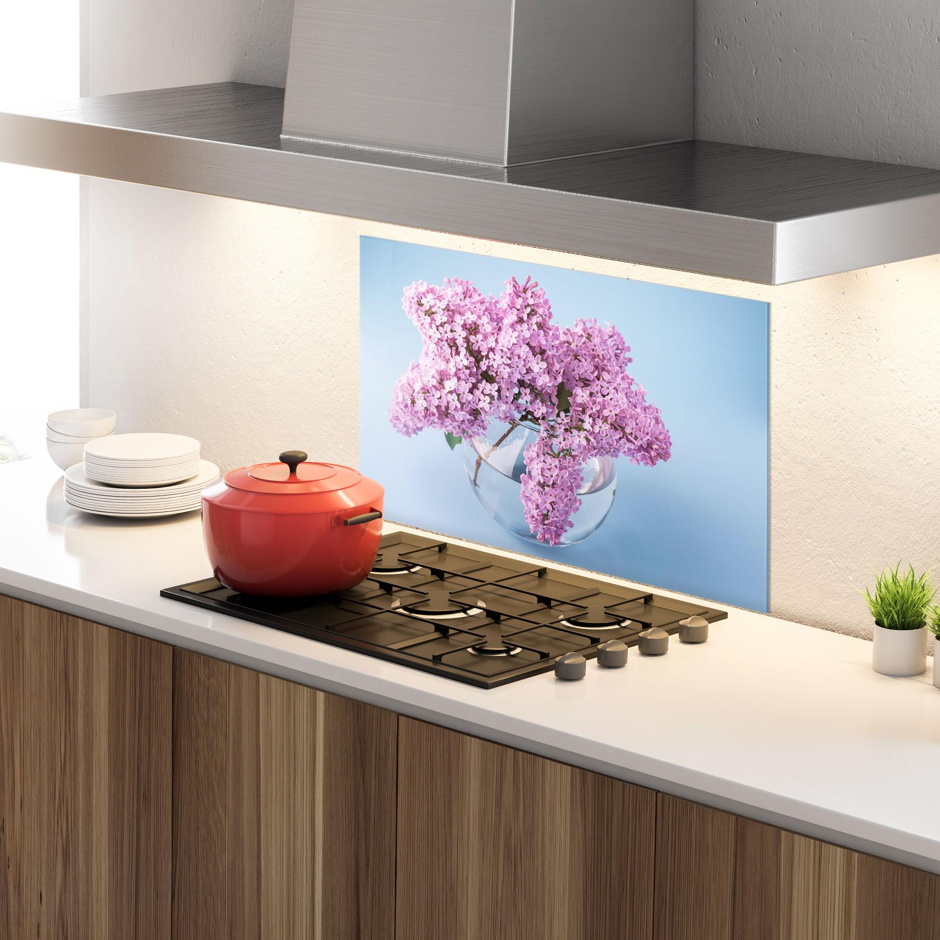 Konyhai üveg hátfal Lilac Flower mockup 4