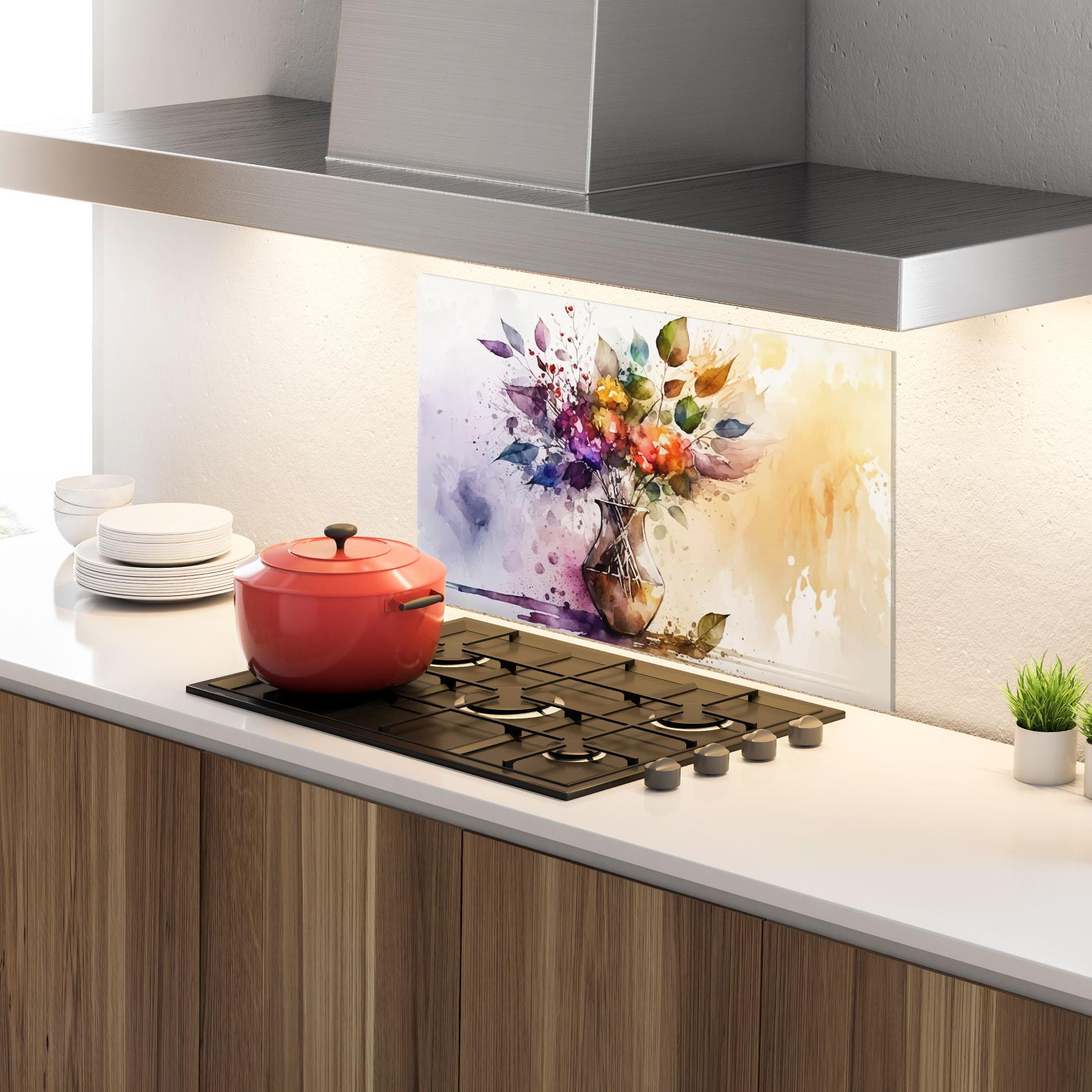 Konyhai üveg hátfal Purple Orange Vase mockup 4