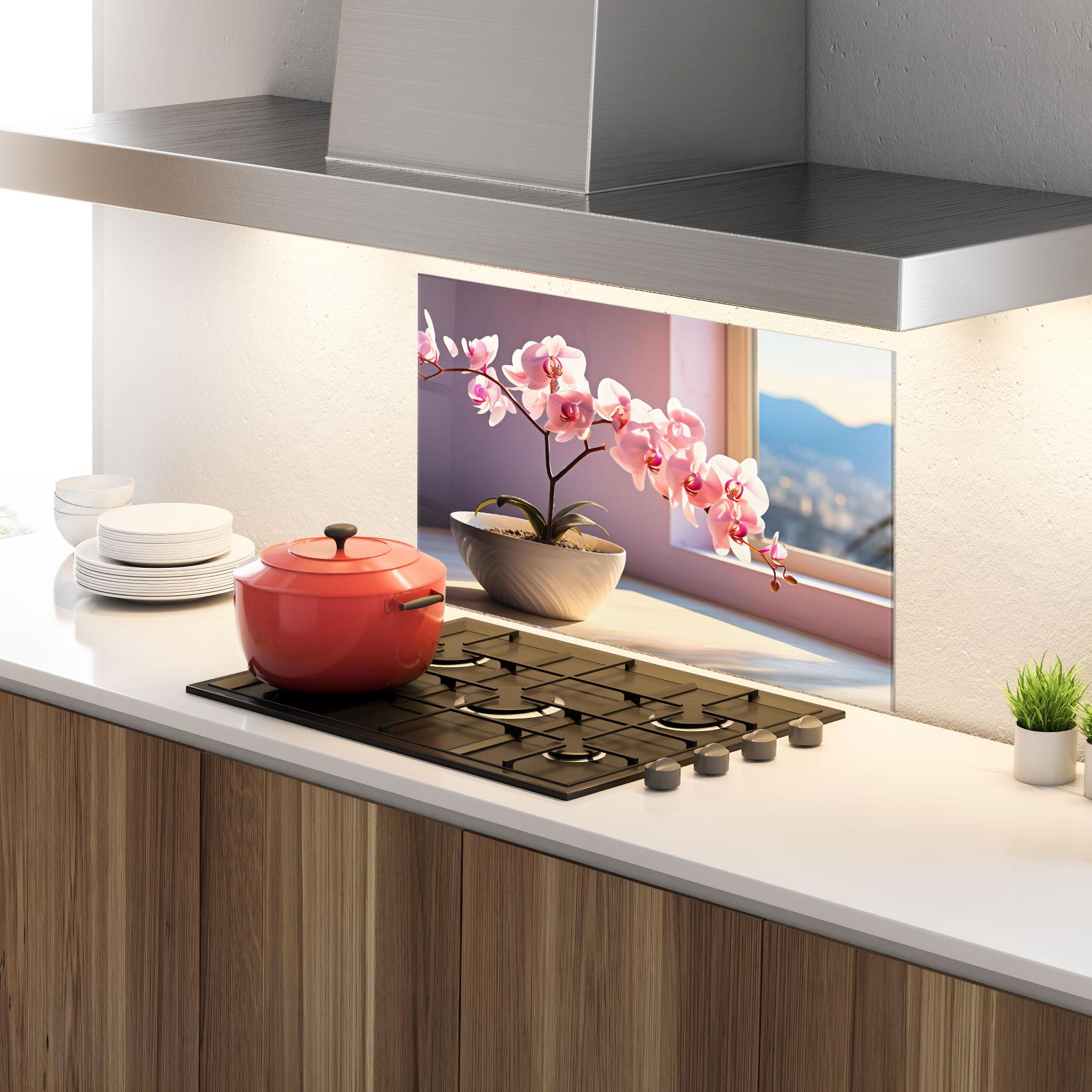 Konyhai üveg hátfal Window Vase mockup 4