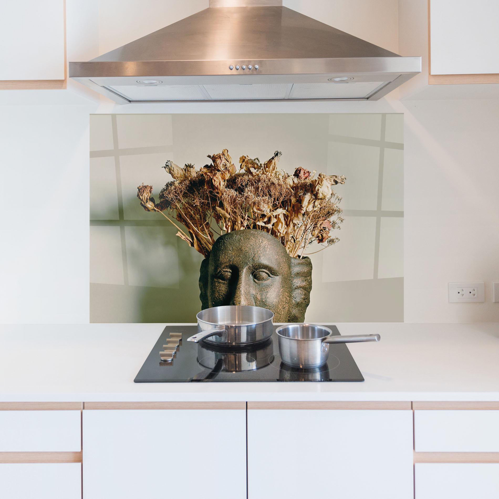 Konyhai üveg hátfal Face Vase mockup 5