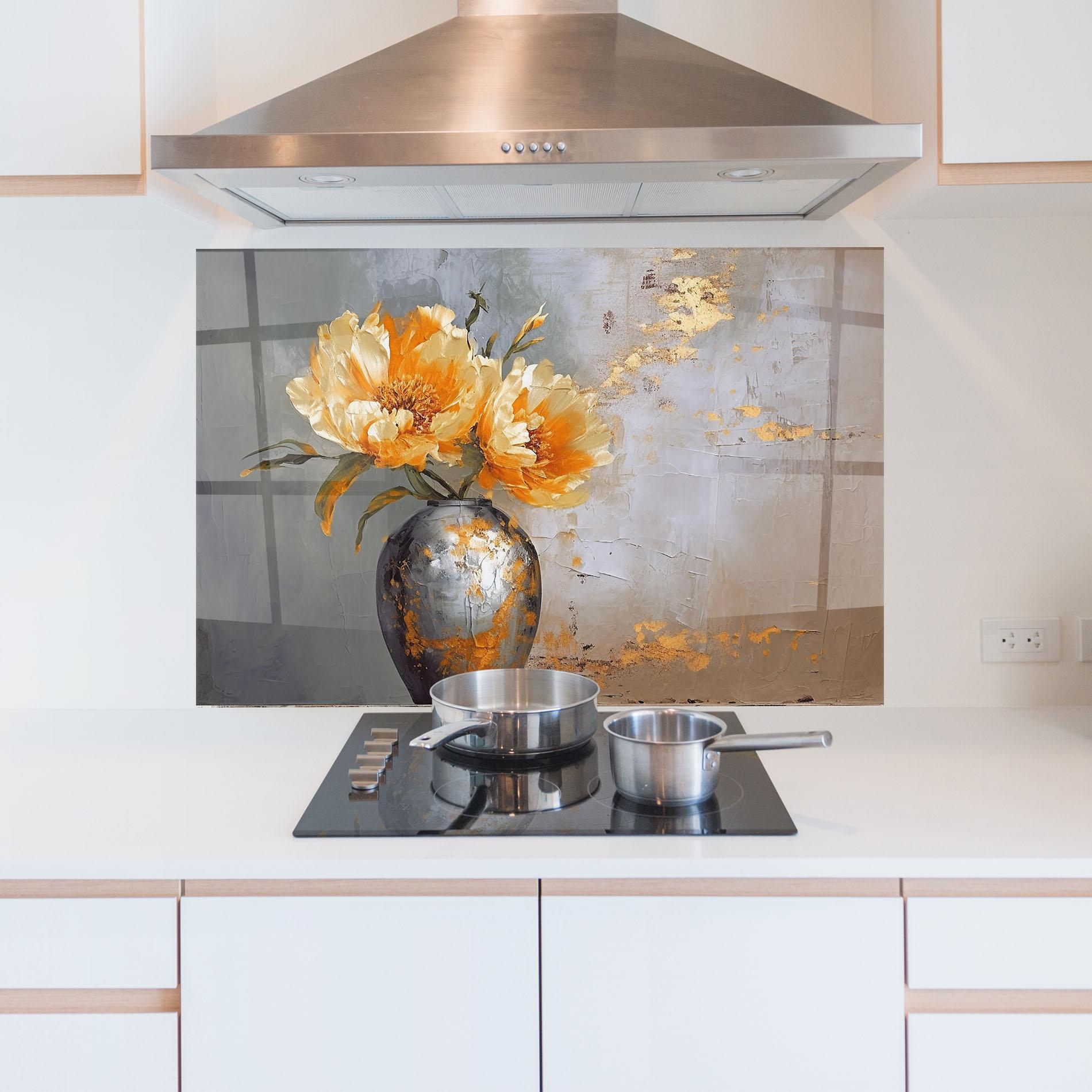 Konyhai üveg hátfal Grey Painting Vase mockup 5