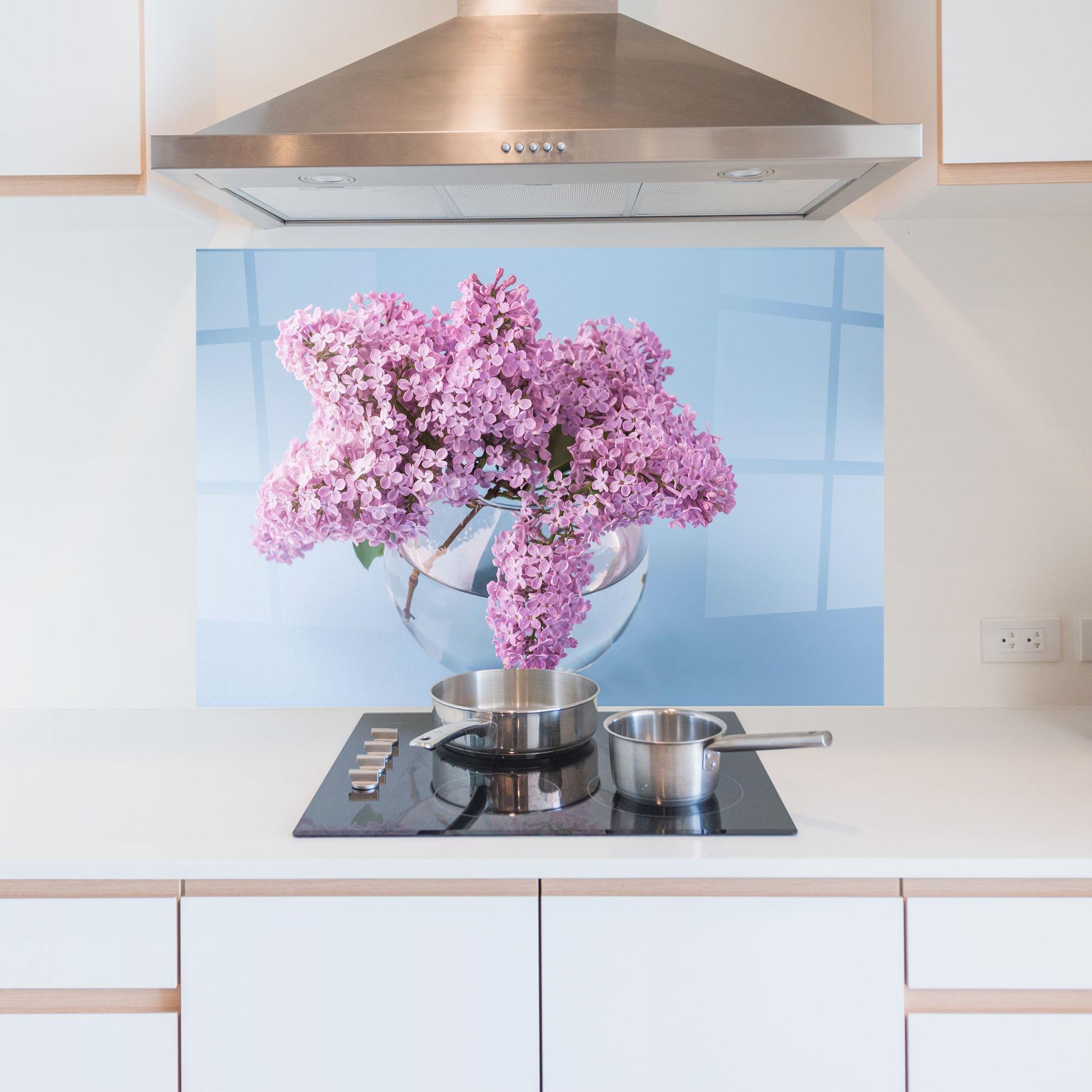 Konyhai üveg hátfal Lilac Flower mockup 5