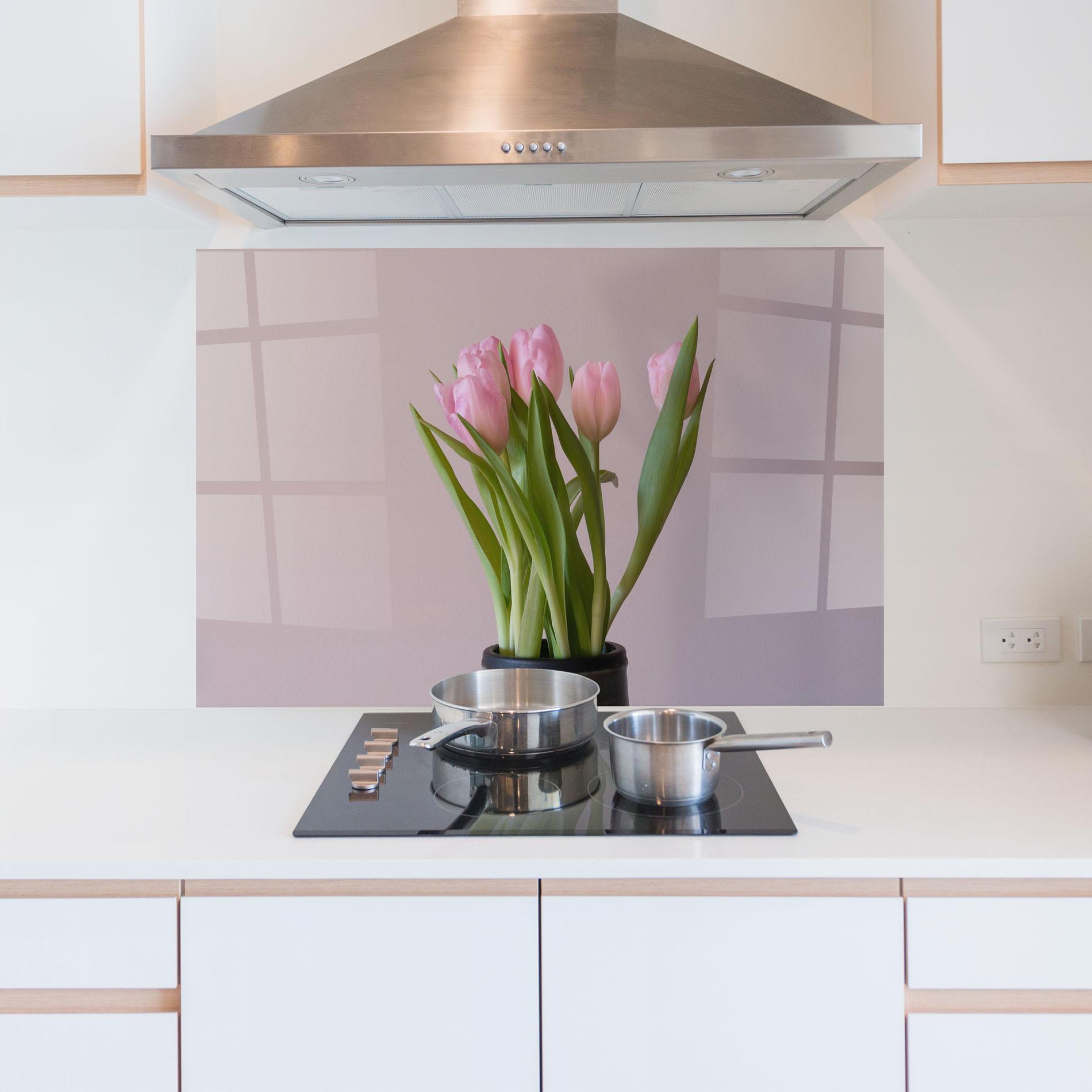 Konyhai üveg hátfal Pink Tulips Vase mockup 5