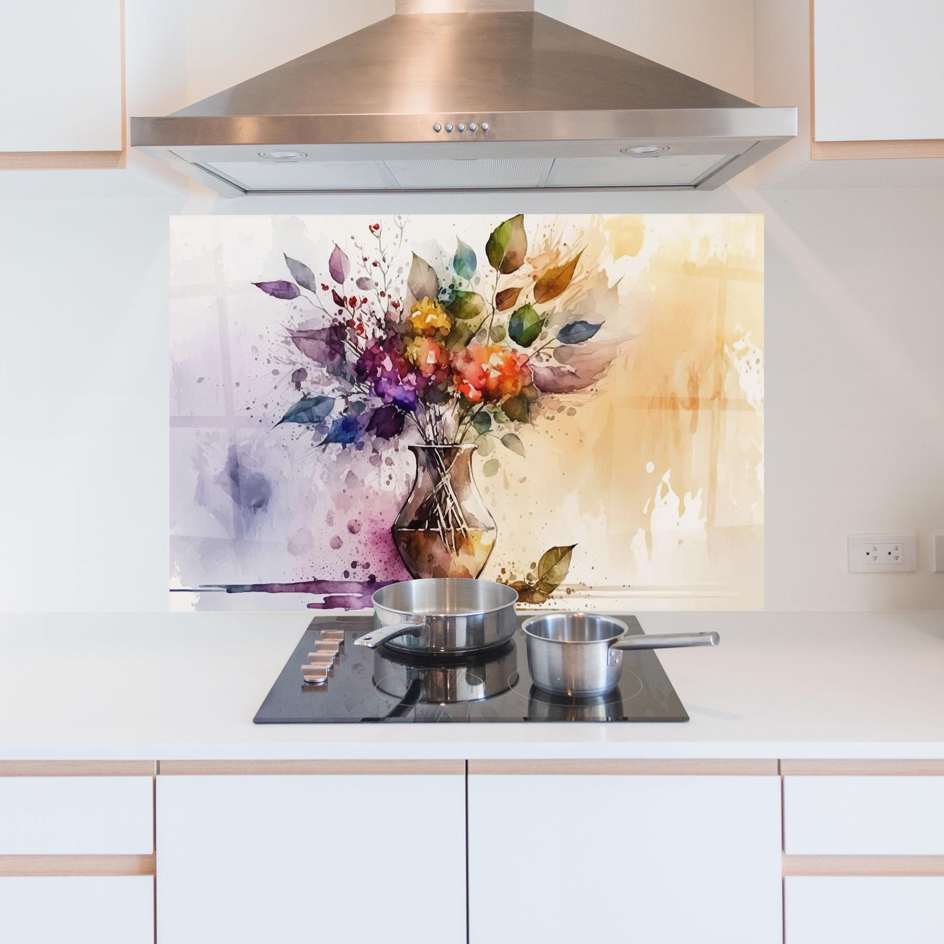 Konyhai üveg hátfal Purple Orange Vase mockup 5