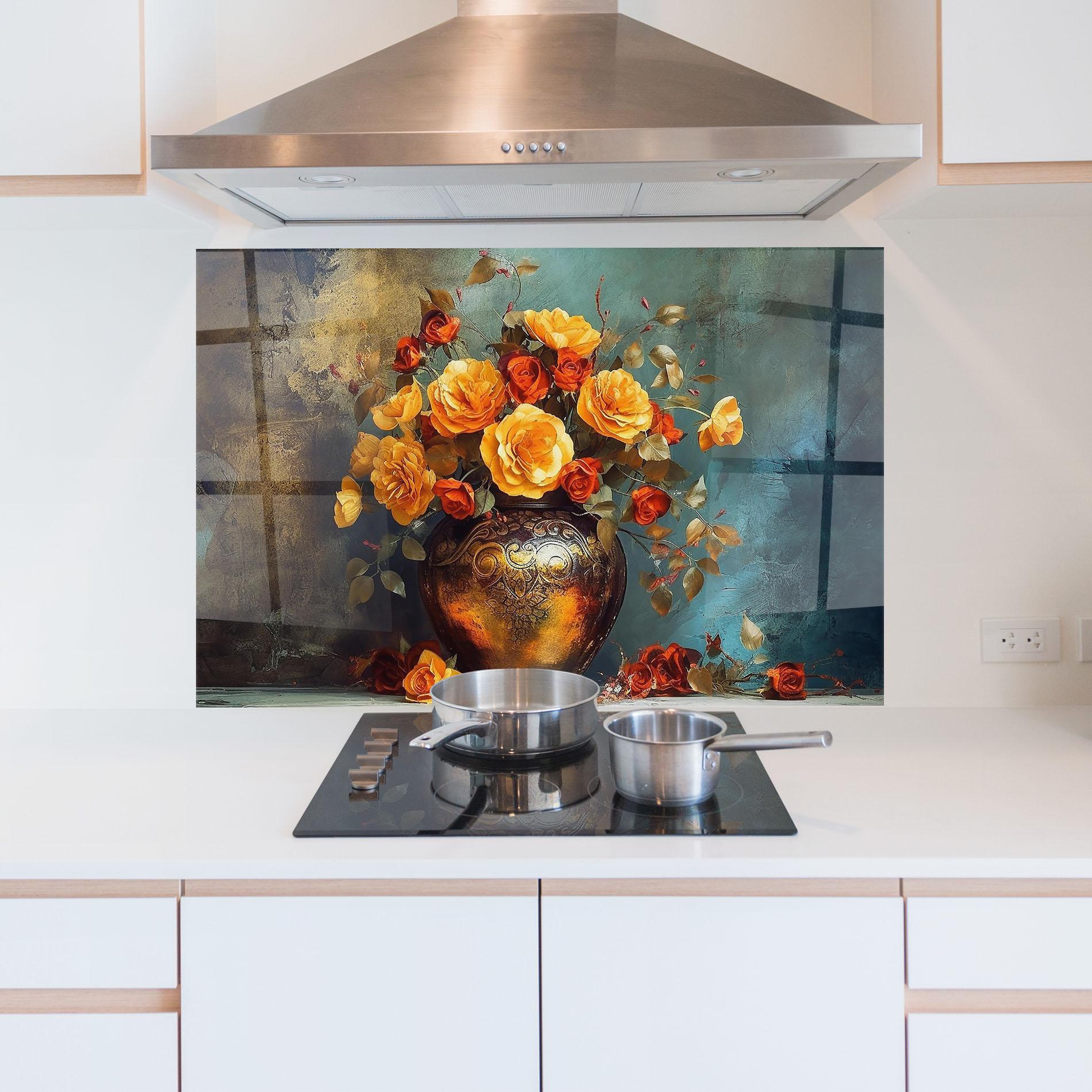 Konyhai üveg hátfal Red Orange Flower Vase mockup 5