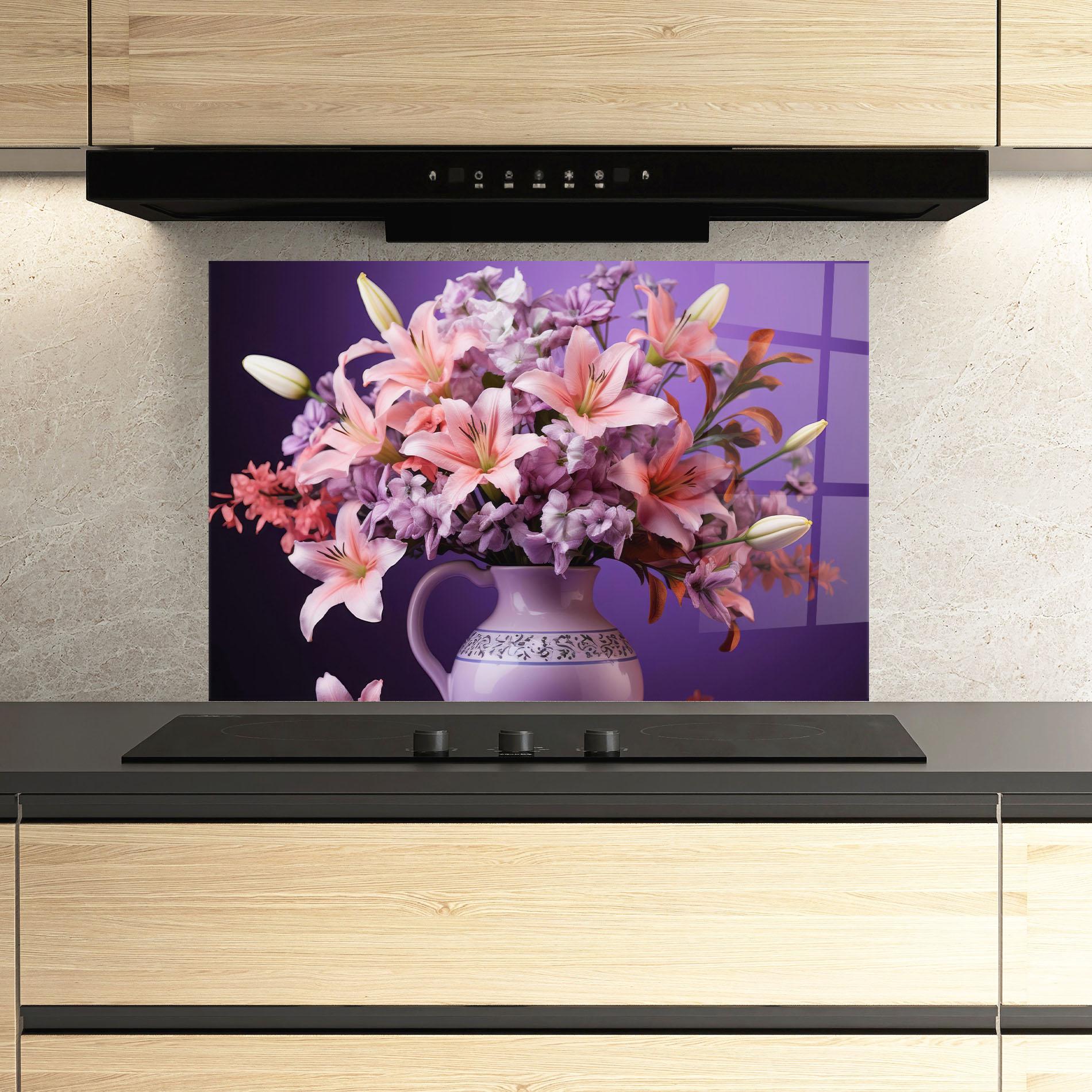 Konyhai üveg hátfal Cute Purple Vase mockup 3