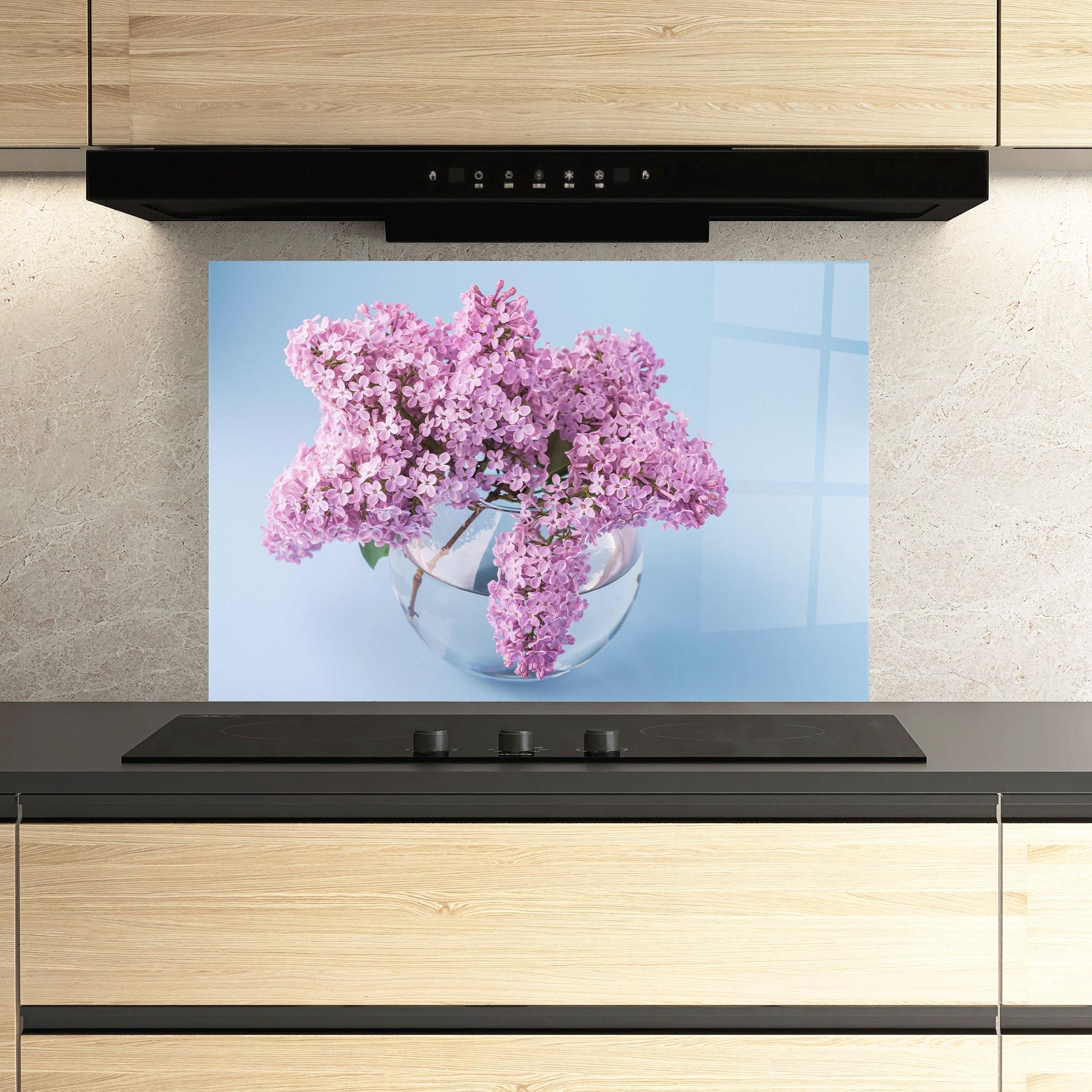 Konyhai üveg hátfal Lilac Flower mockup 3