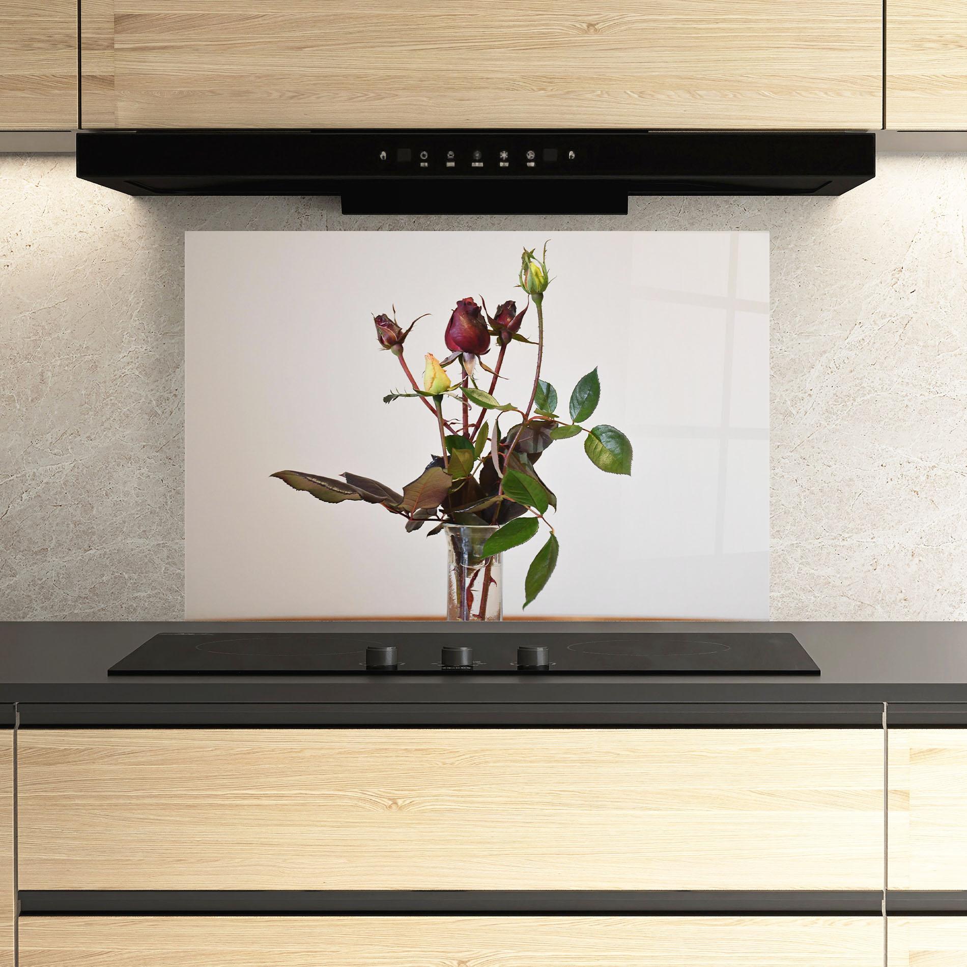 Konyhai üveg hátfal Roses Vase mockup 3