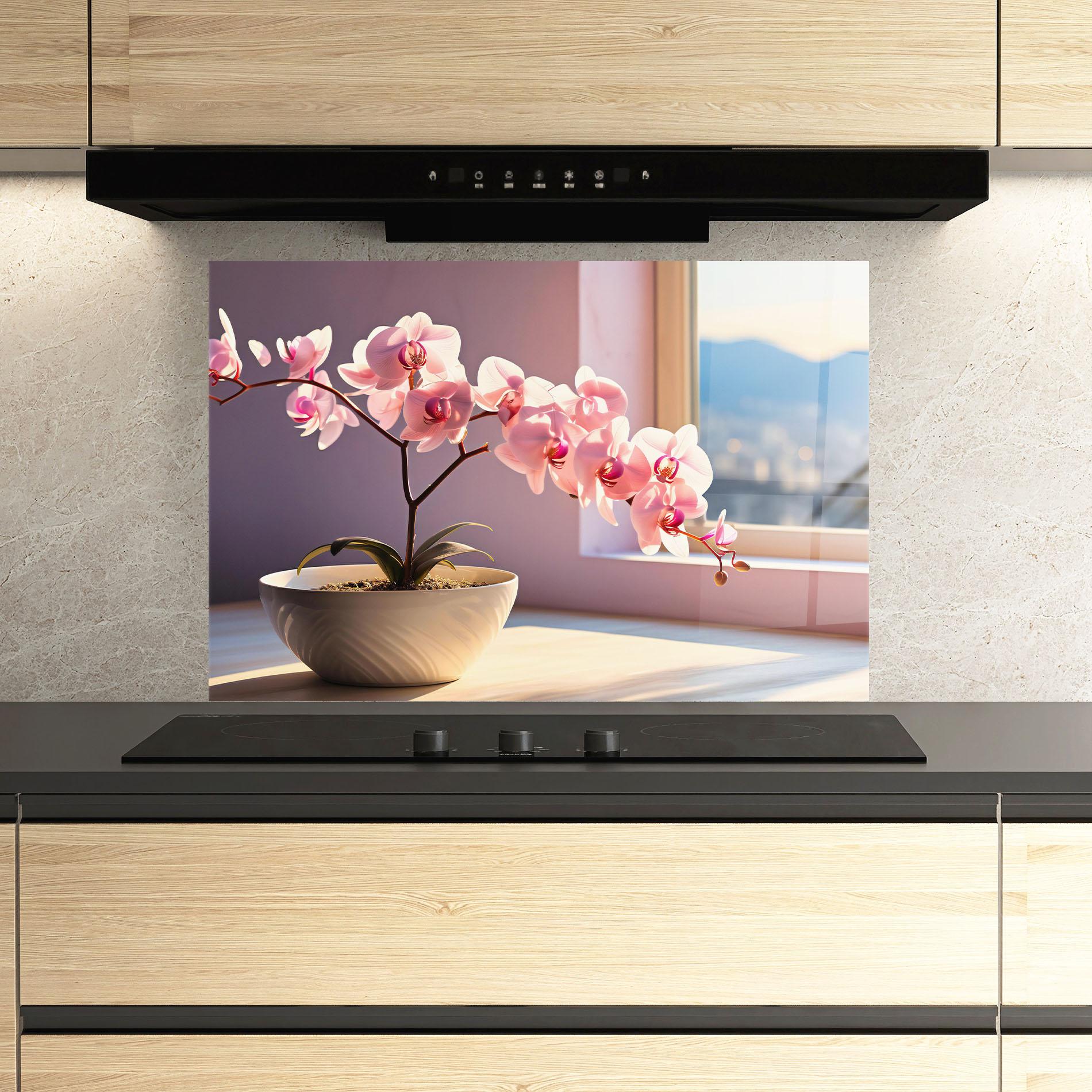 Konyhai üveg hátfal Window Vase mockup 3