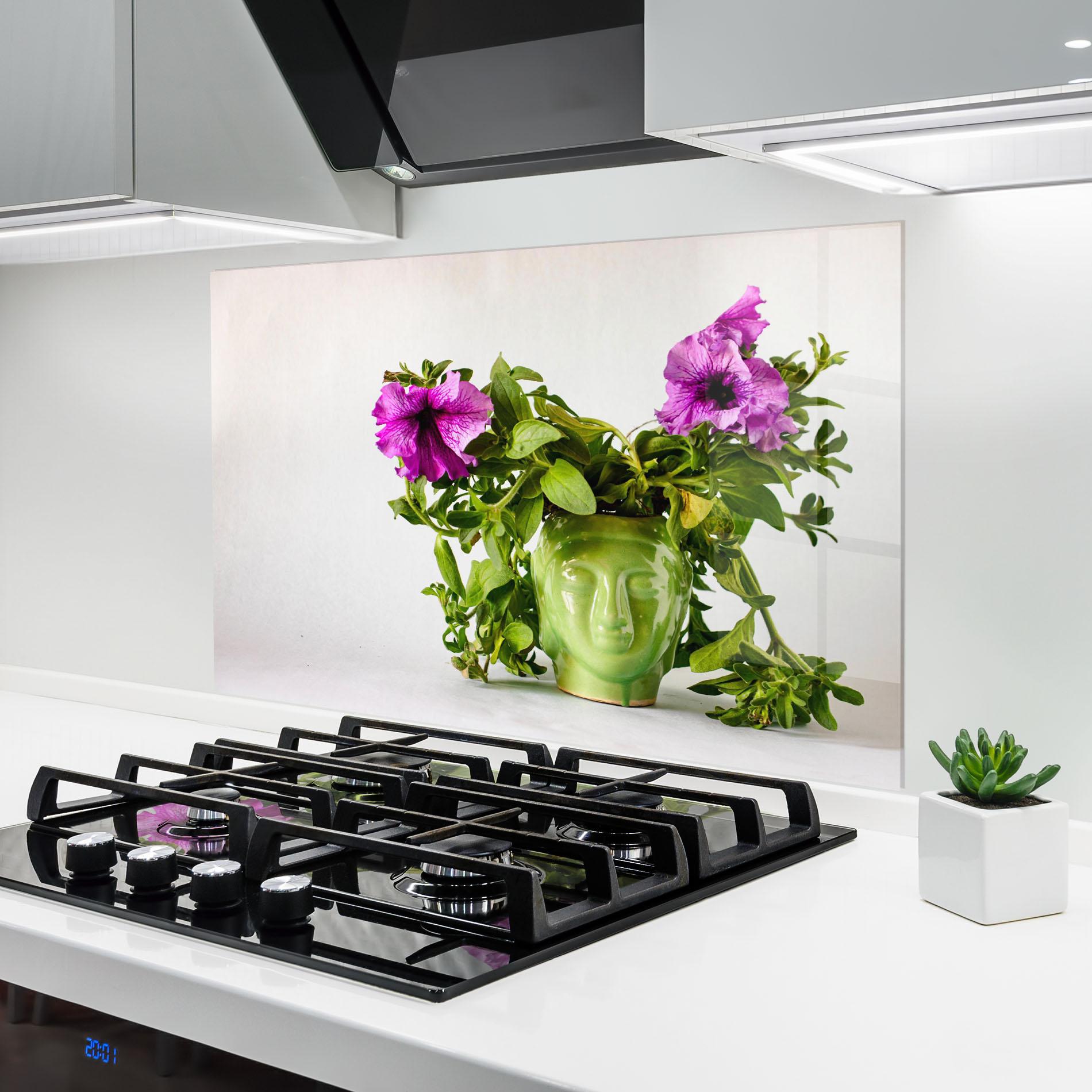 Konyhai üveg hátfal Green Face Vase mockup 6