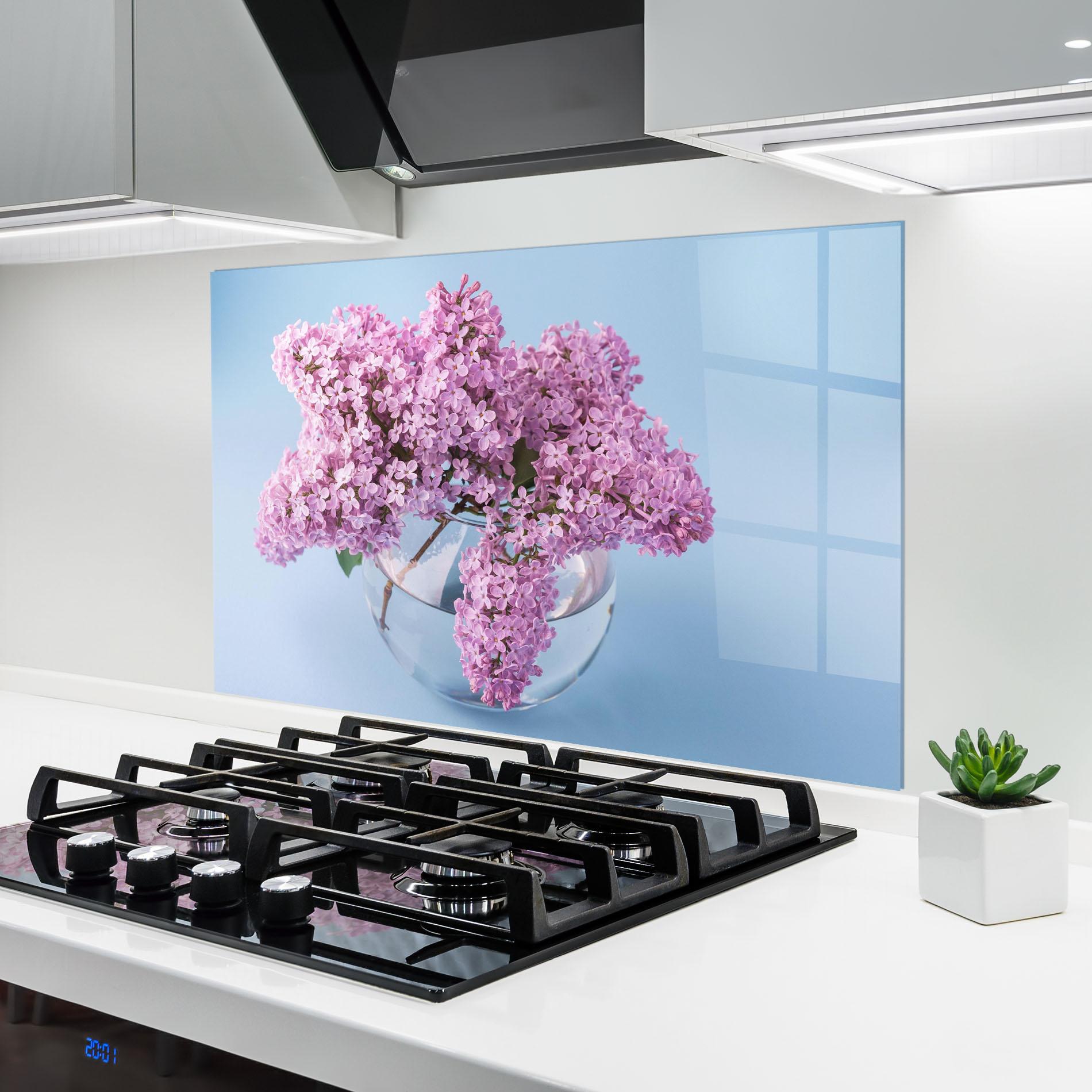 Konyhai üveg hátfal Lilac Flower mockup 6