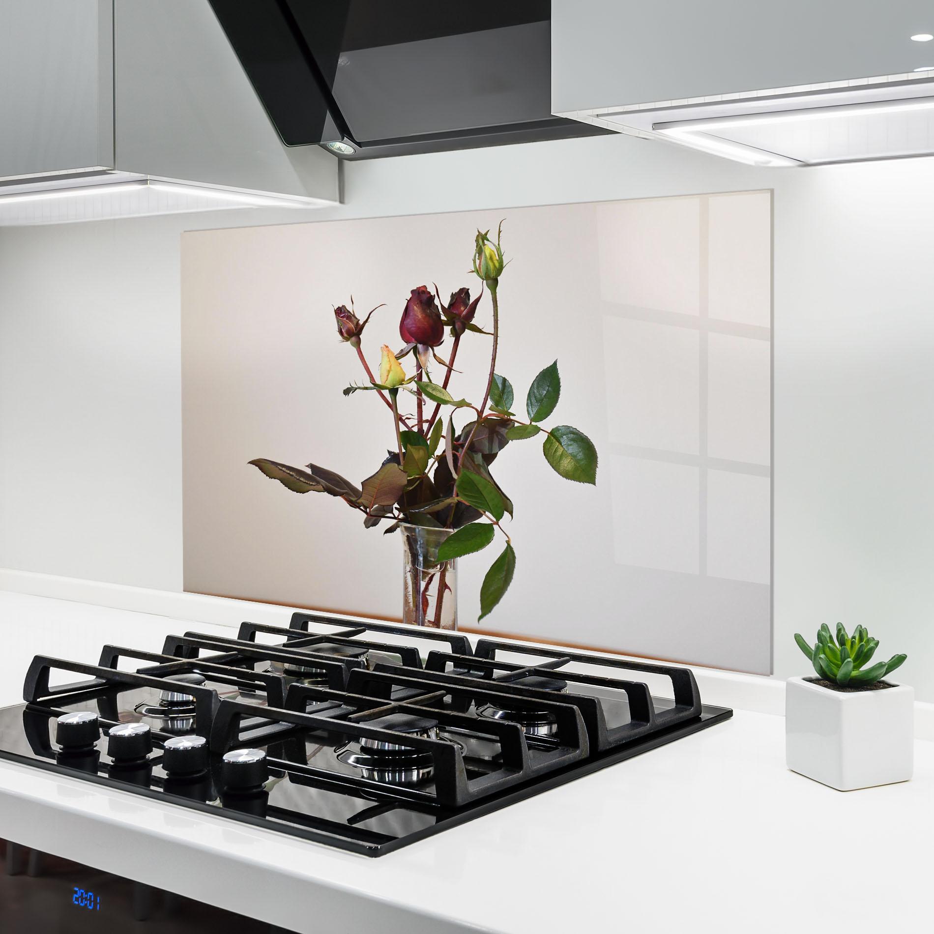 Konyhai üveg hátfal Roses Vase mockup 6