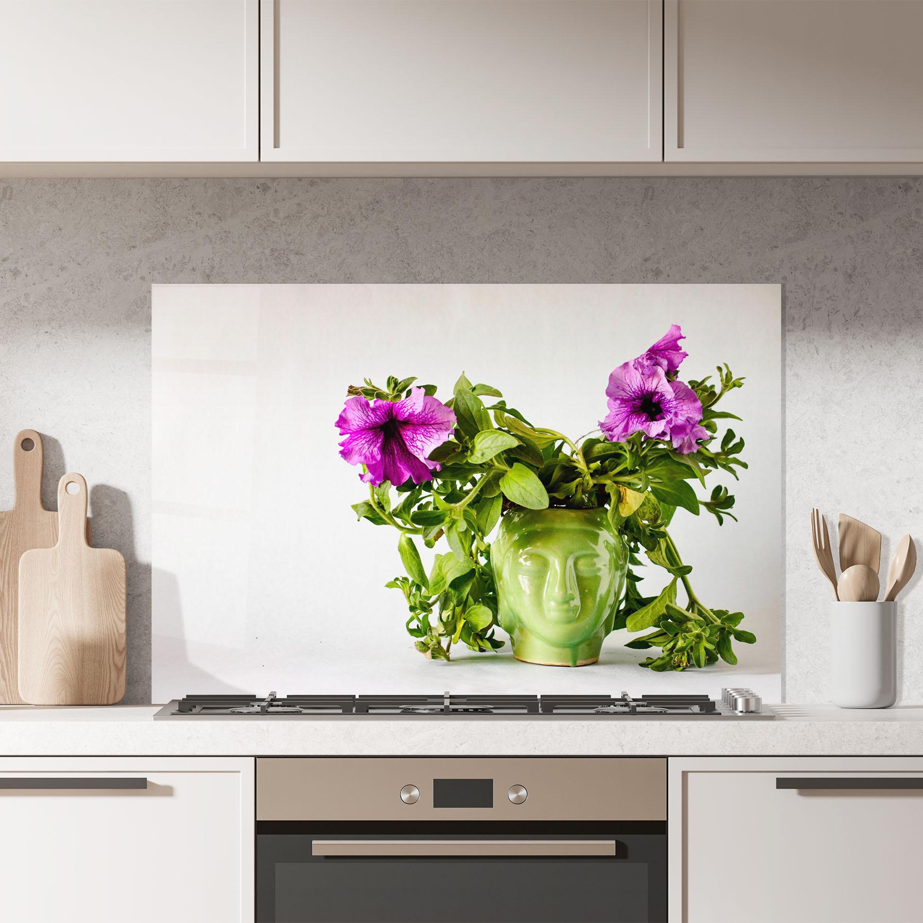 Konyhai üveg hátfal Green Face Vase mockup 7