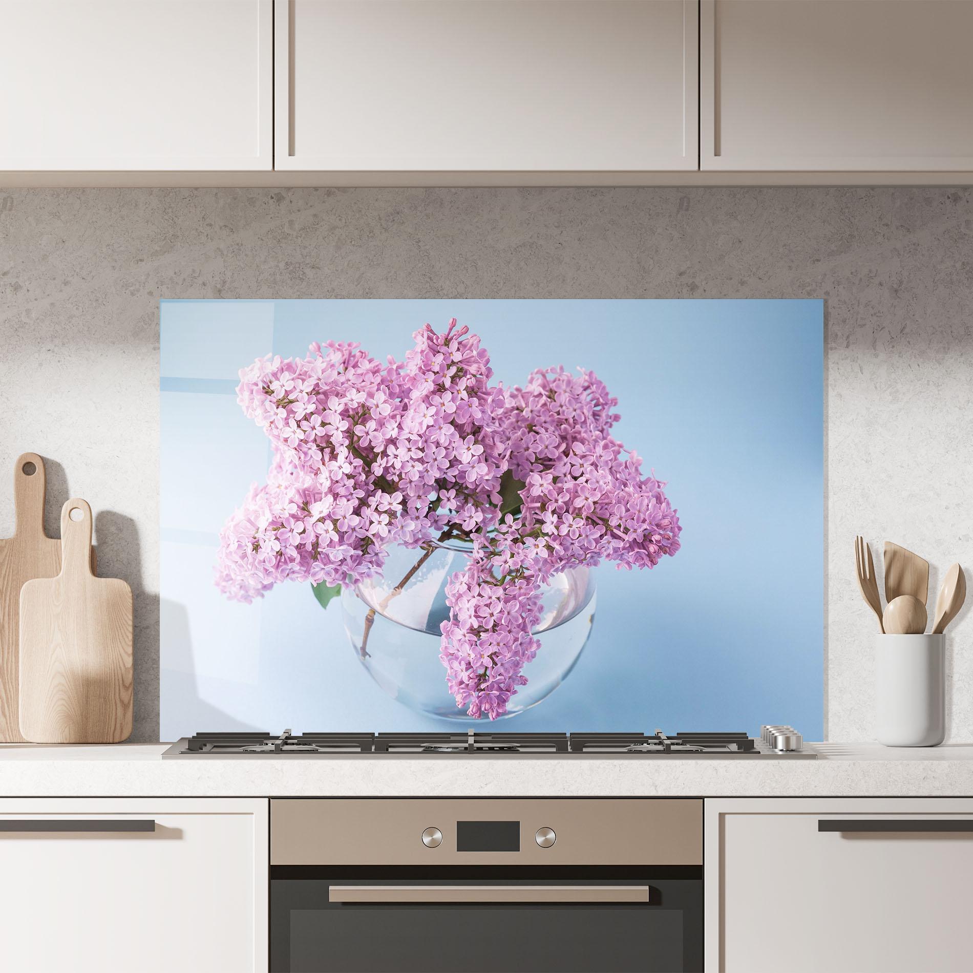 Konyhai üveg hátfal Lilac Flower mockup 7