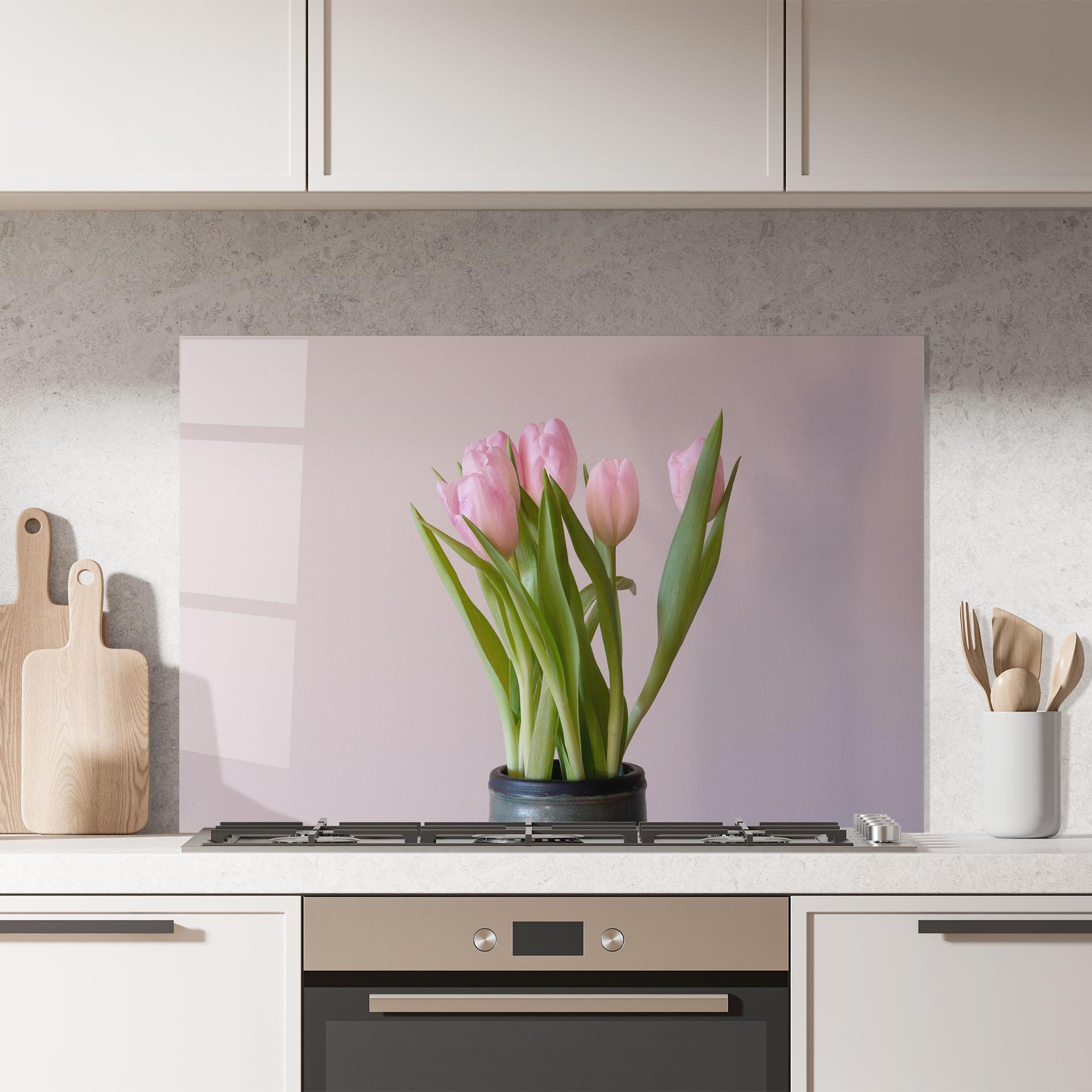 Konyhai üveg hátfal Pink Tulips Vase mockup 7