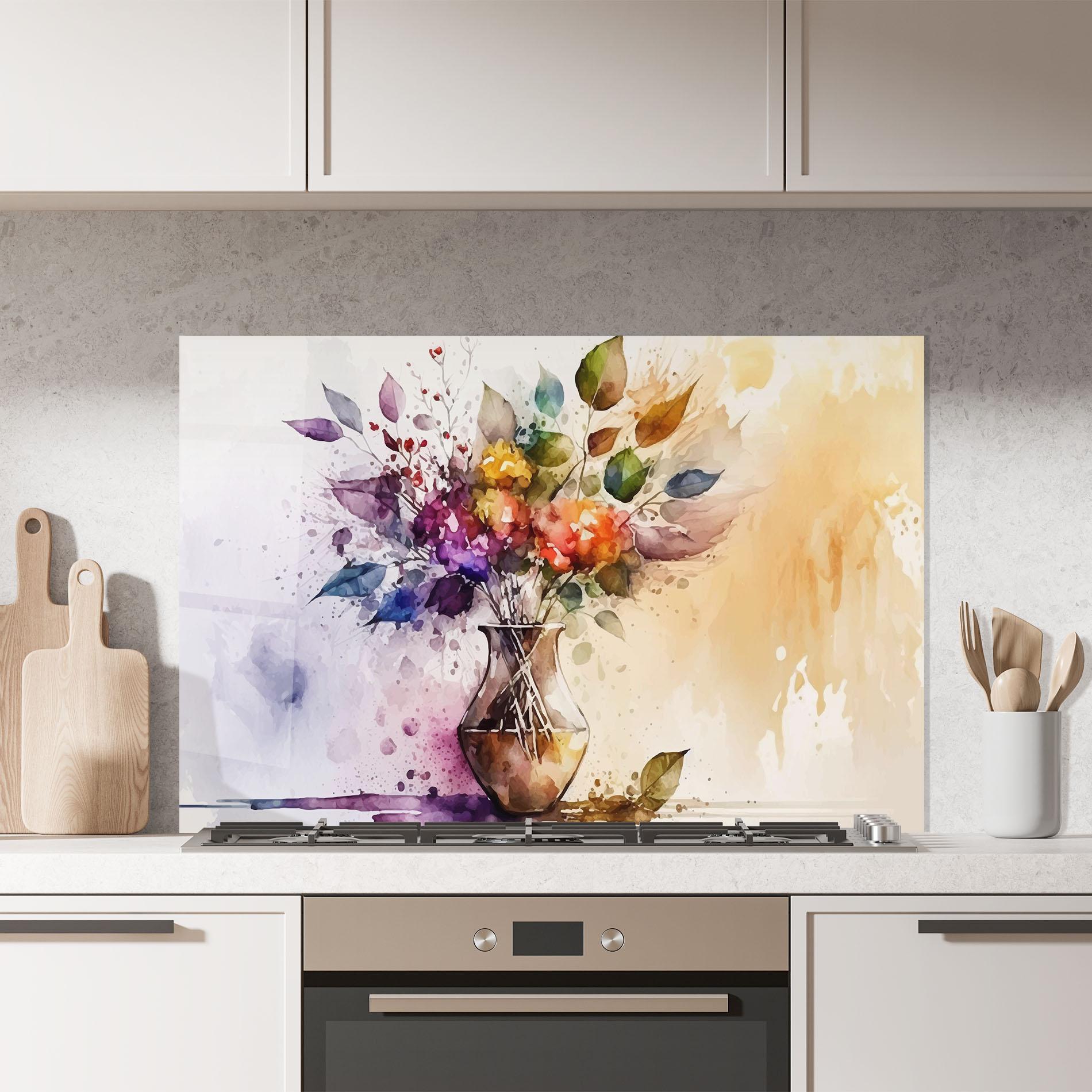 Konyhai üveg hátfal Purple Orange Vase mockup 7