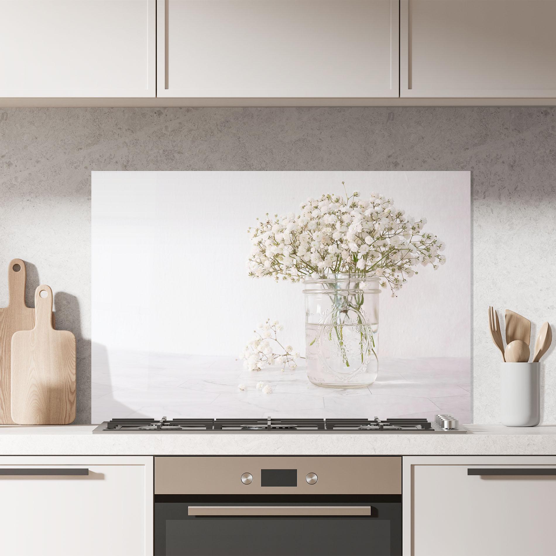 Konyhai üveg hátfal White Tiny Flower Vase mockup 7