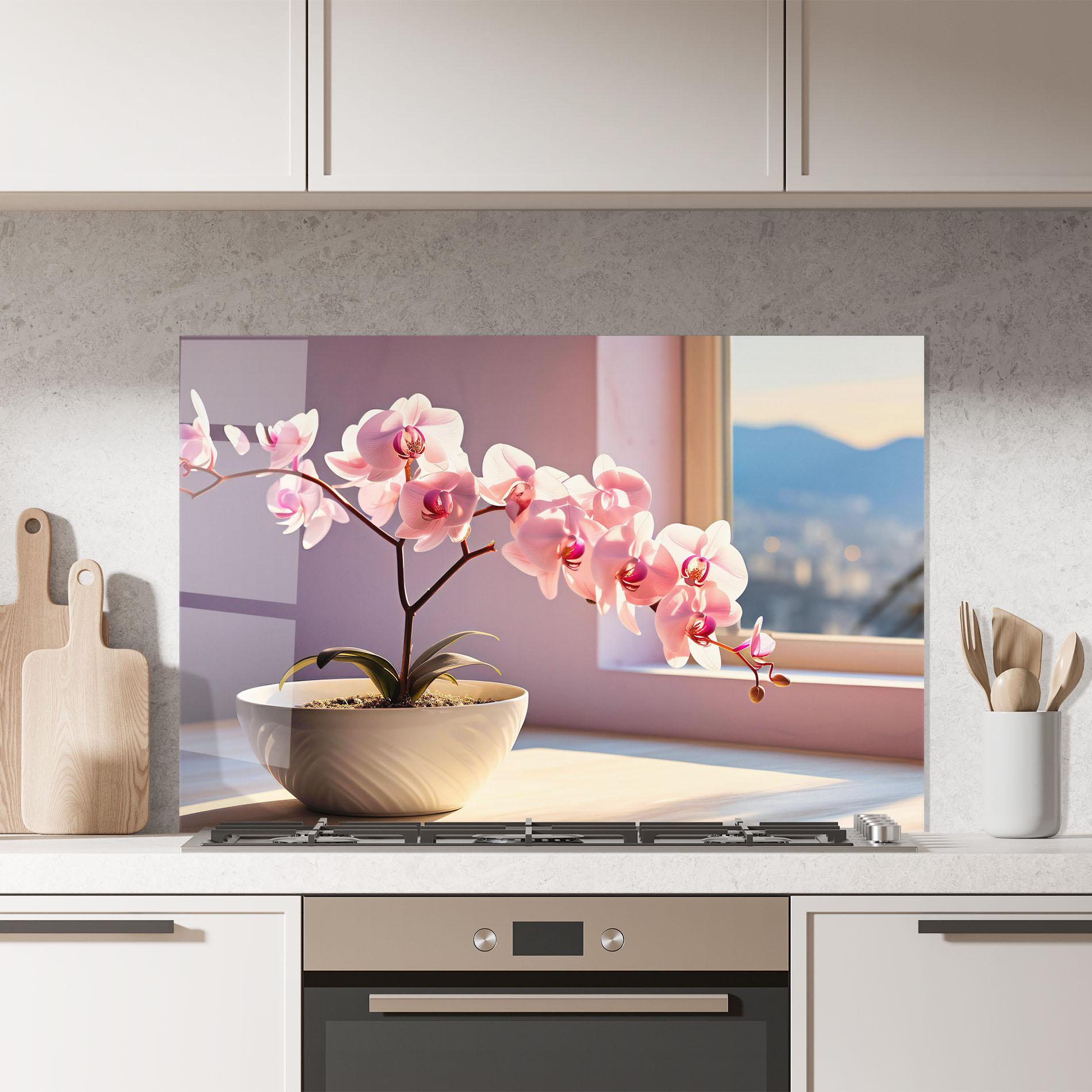 Konyhai üveg hátfal Window Vase mockup 7