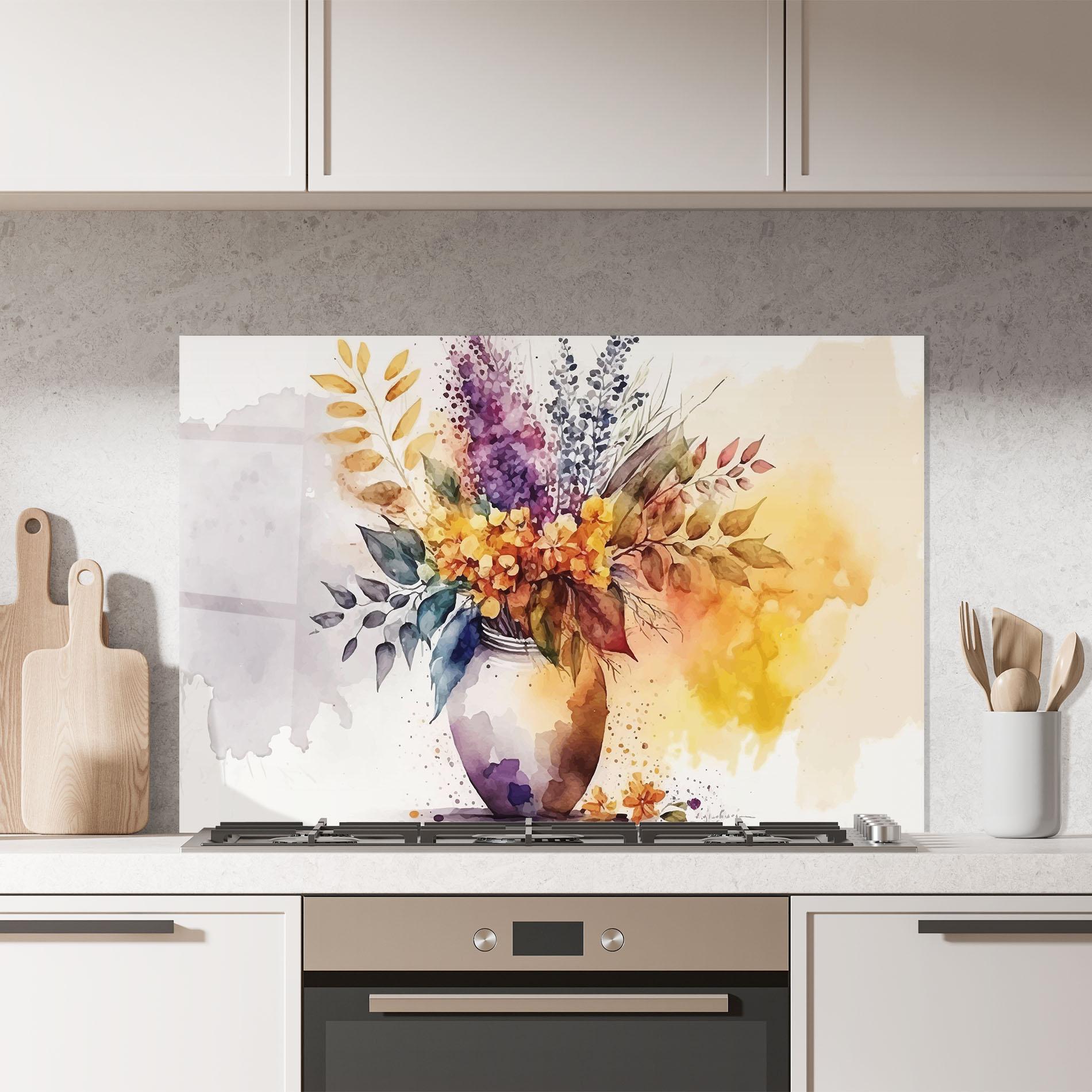 Konyhai üveg hátfal Yellow Purple Vase mockup 7