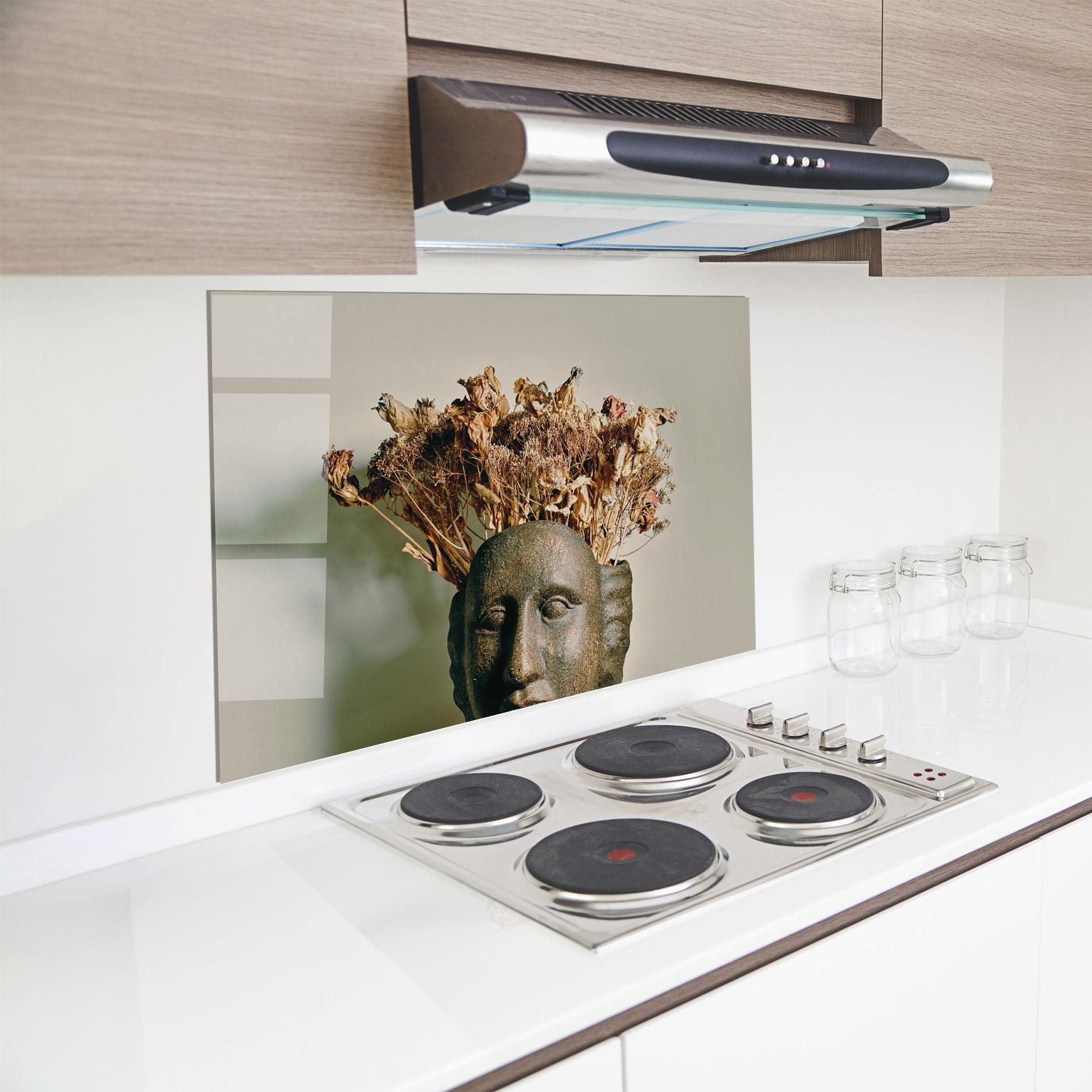 Konyhai üveg hátfal Face Vase mockup 8