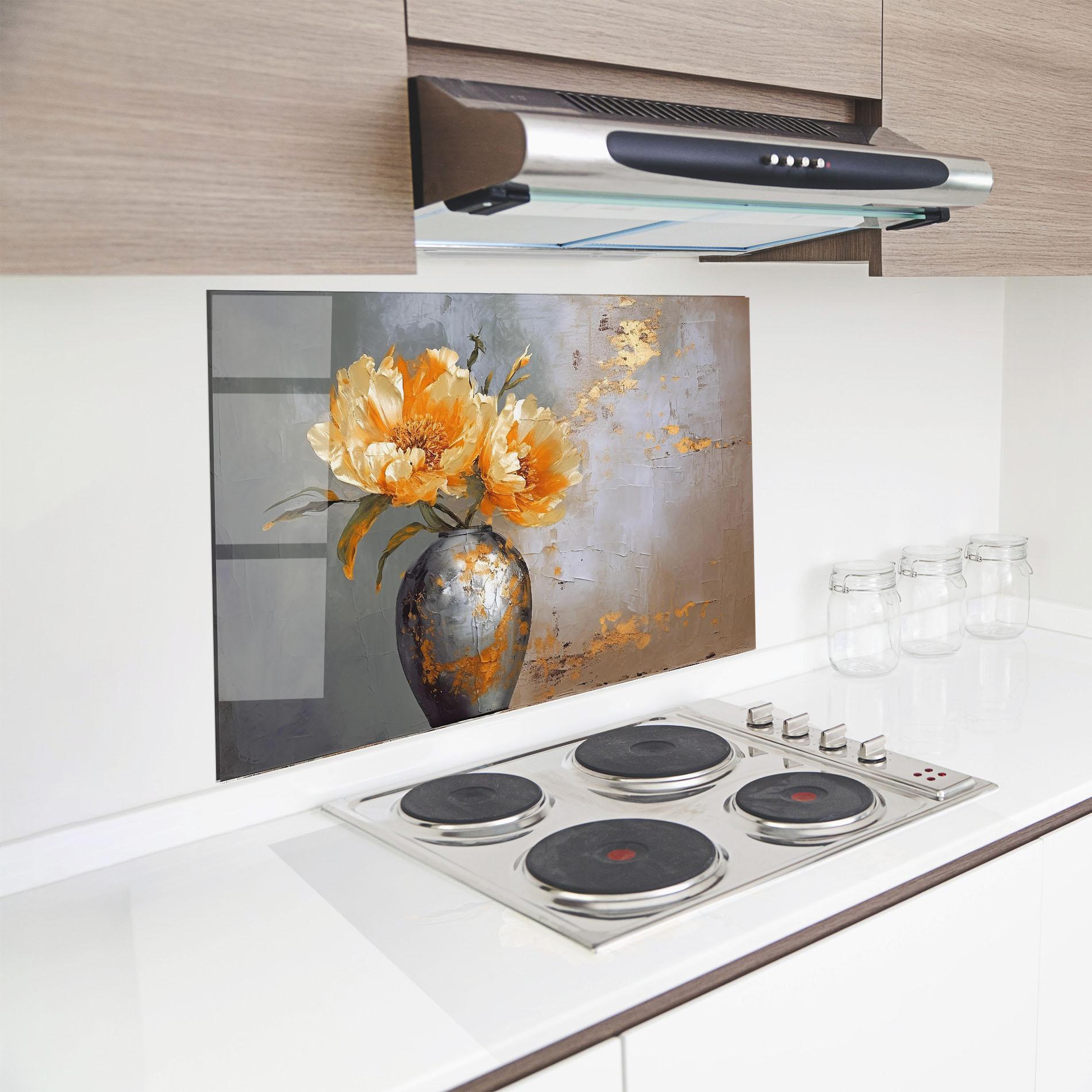 Konyhai üveg hátfal Grey Painting Vase mockup 8