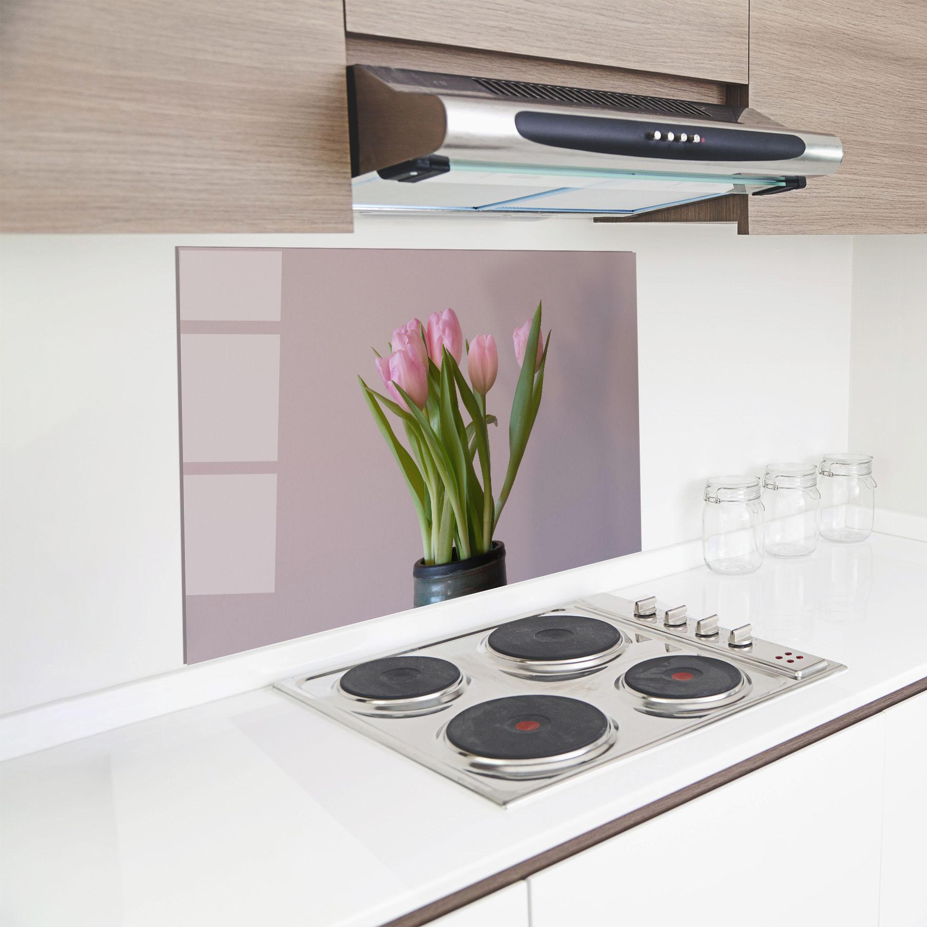 Konyhai üveg hátfal Pink Tulips Vase mockup 8