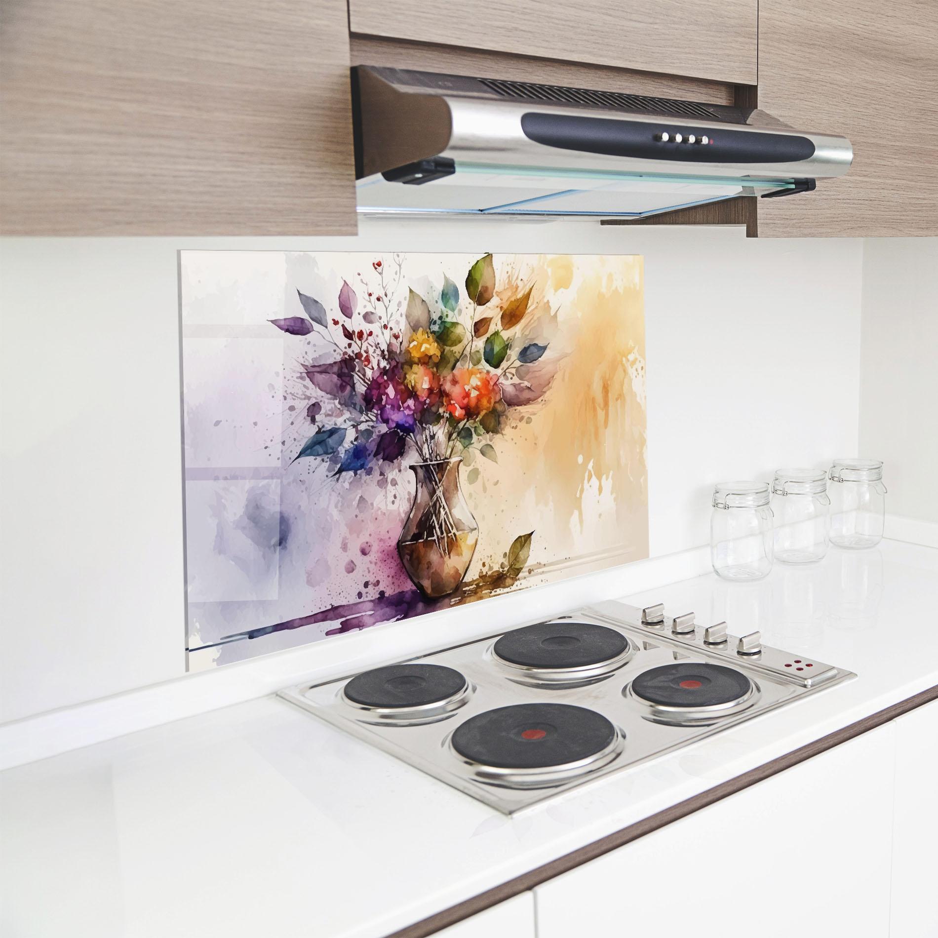 Konyhai üveg hátfal Purple Orange Vase mockup 8