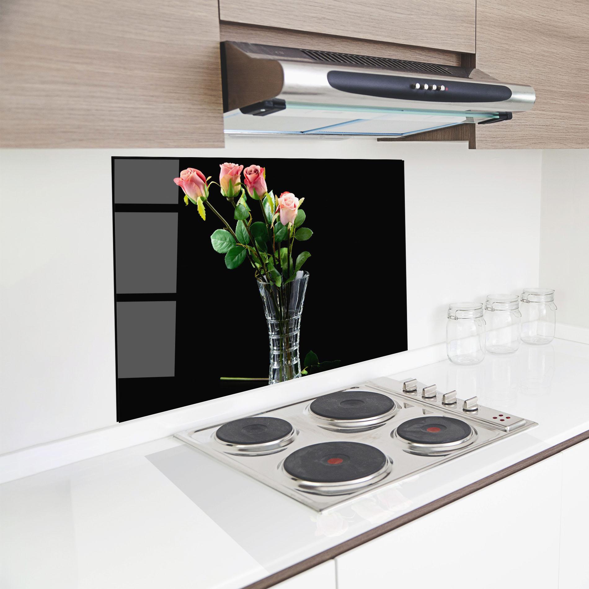 Konyhai üveg hátfal Rose Vase Black mockup 8