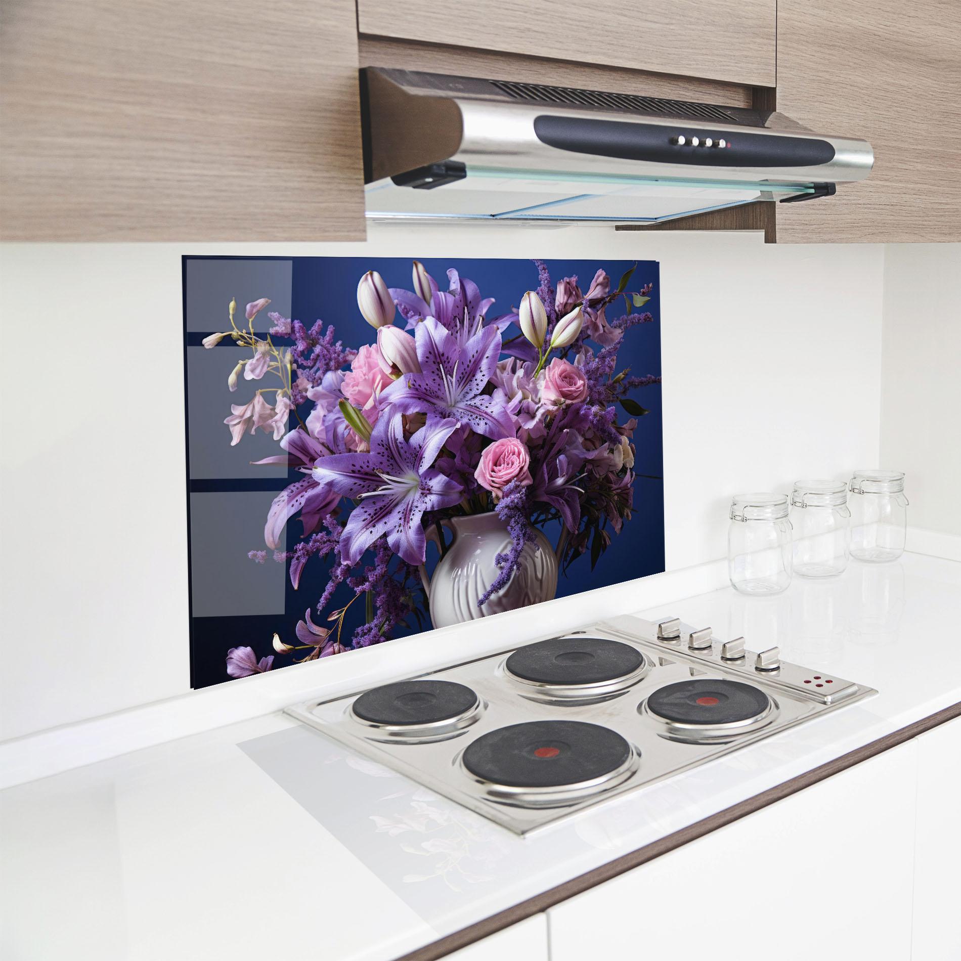 Konyhai üveg hátfal Vase Purple Flower mockup 8