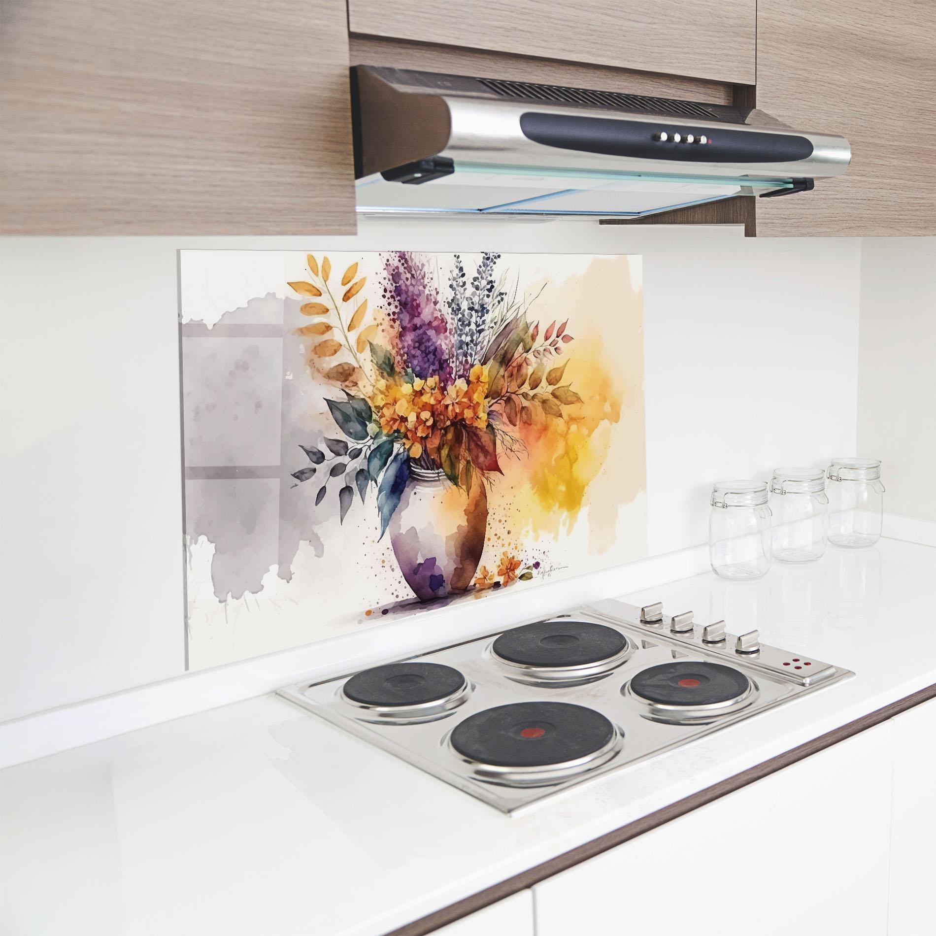 Konyhai üveg hátfal Yellow Purple Vase mockup 8