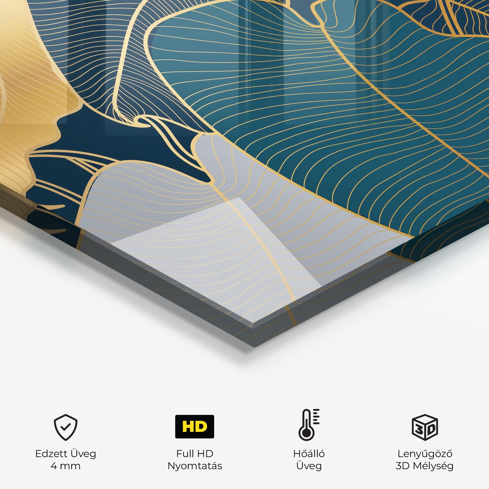 Konyhai üveg hátfal Golden Leaves mockup 2