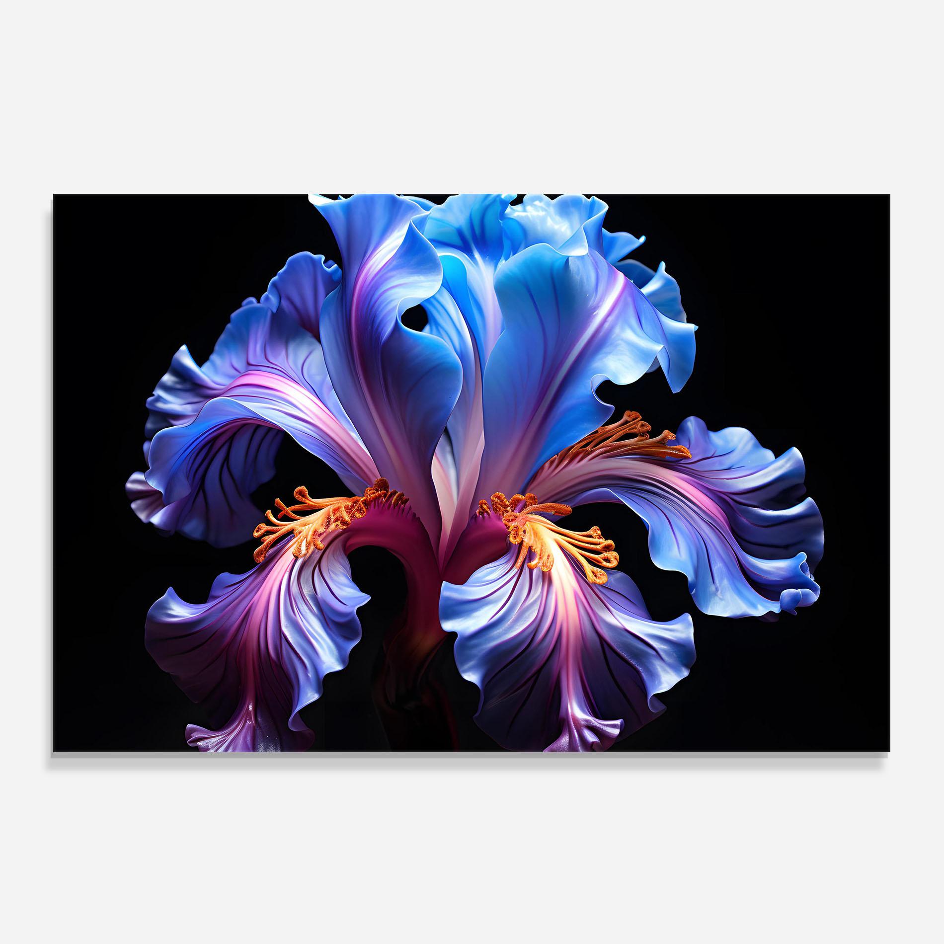 Konyhai üveg hátfal Beautiful Iris On Black mockup 0