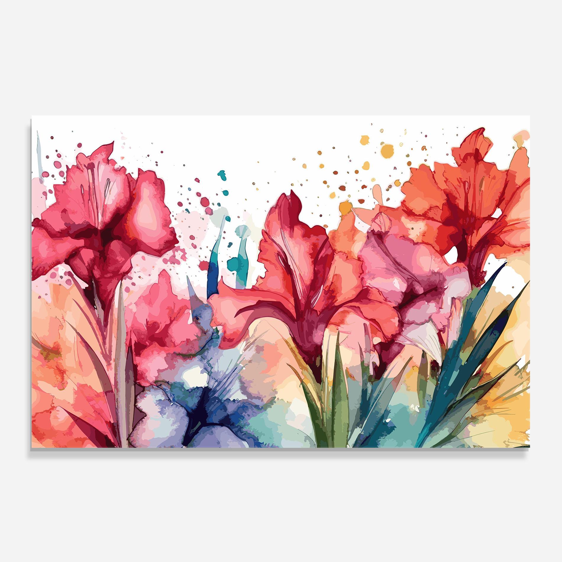 Konyhai üveg hátfal Pink Blue Iris mockup 0