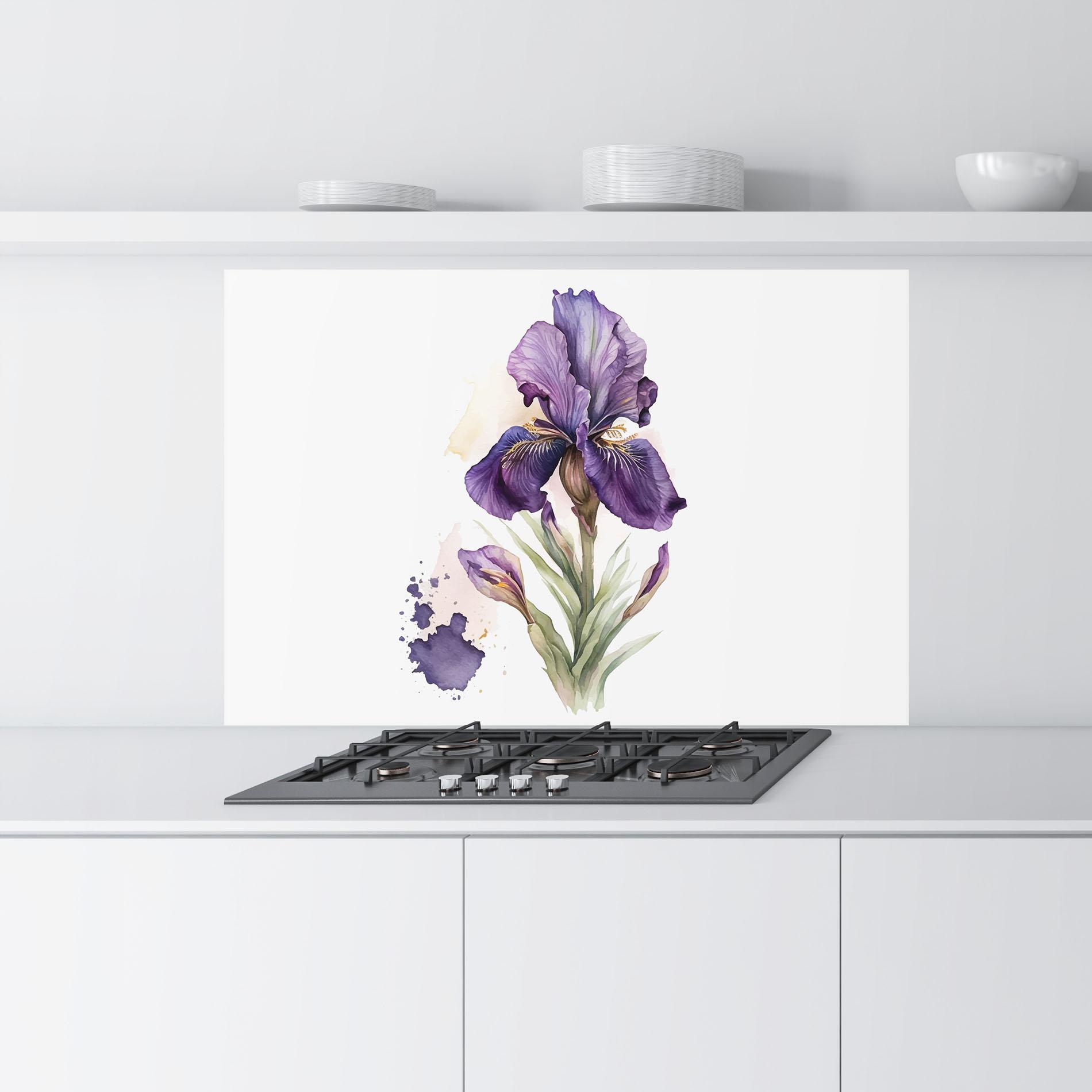 Konyhai üveg hátfal Beautiful Purple Iris mockup 9